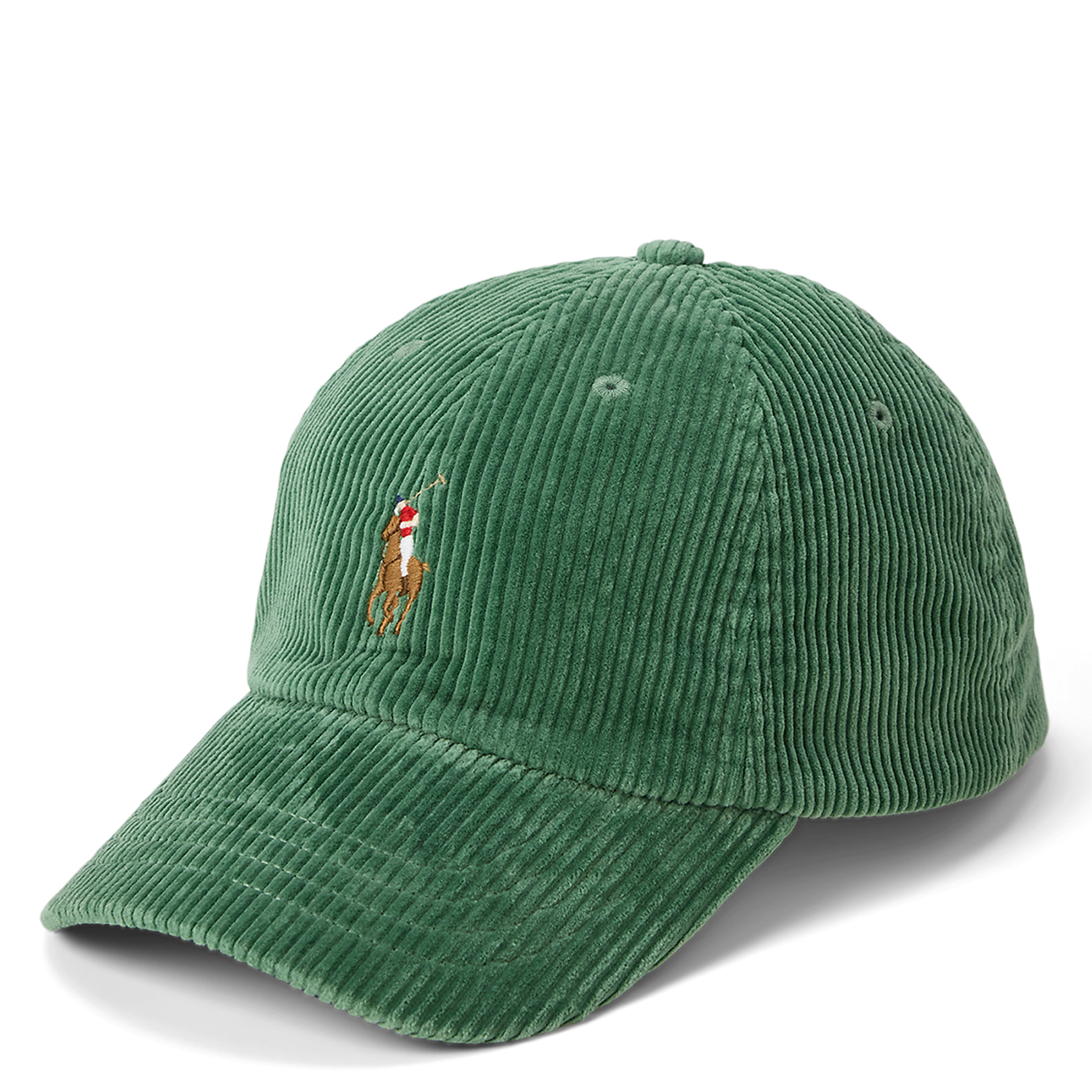 Casquette brodée en velours de coton côtelé  POLO RALPH LAUREN Vert