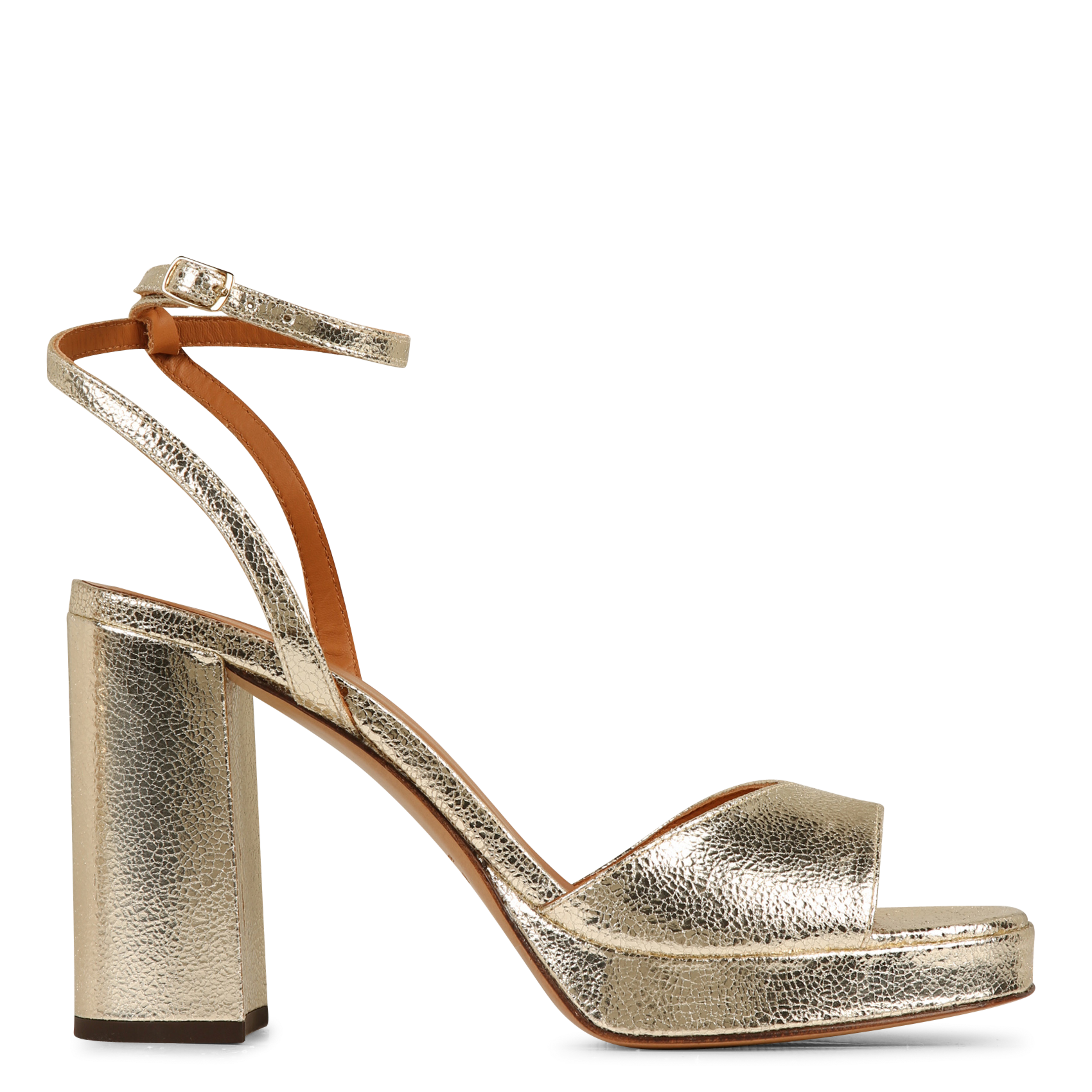 Sandales à talon en cuir craquelé RIVECOUR Argent