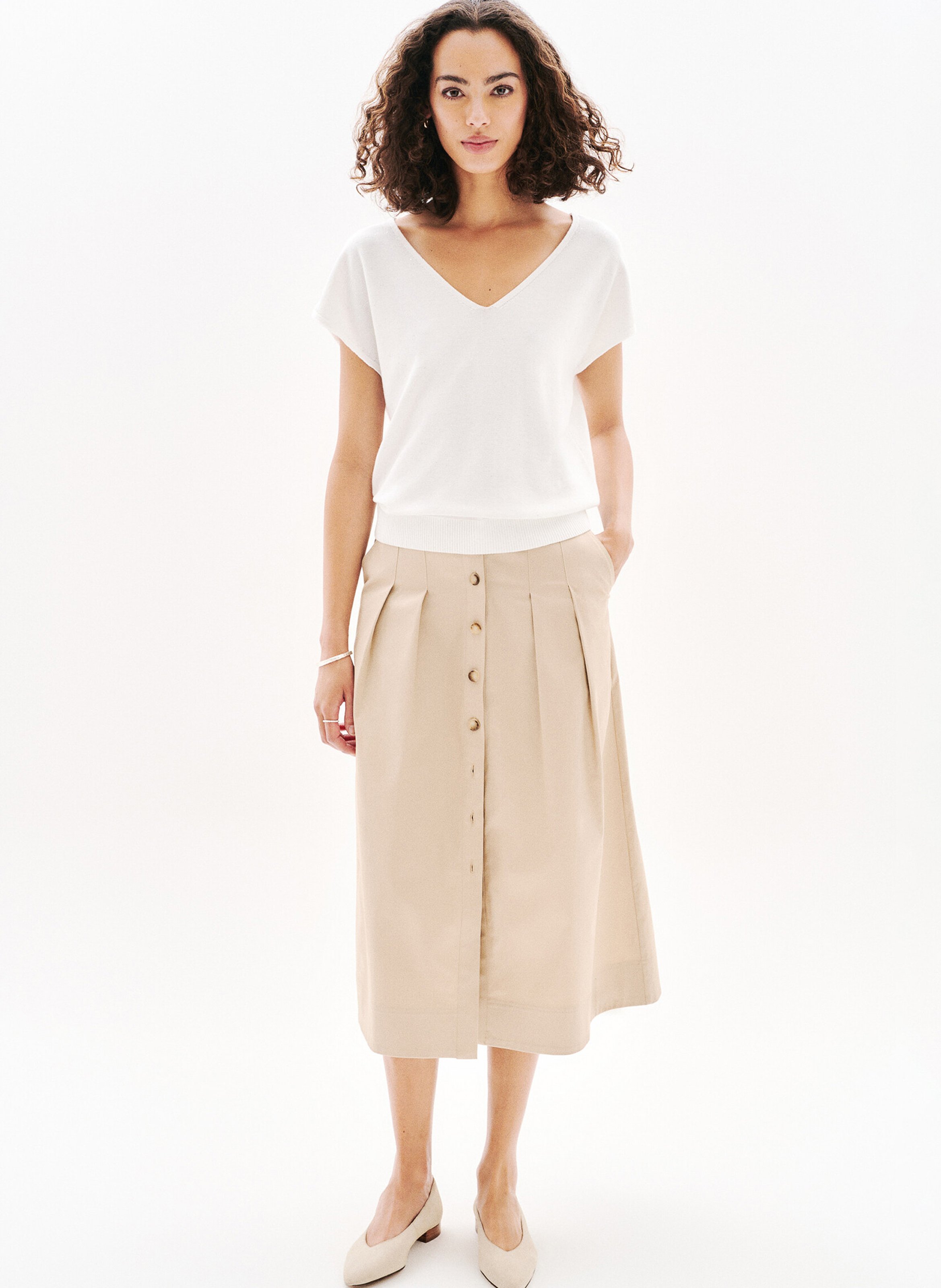 Straight cotton sweater CAROLL White