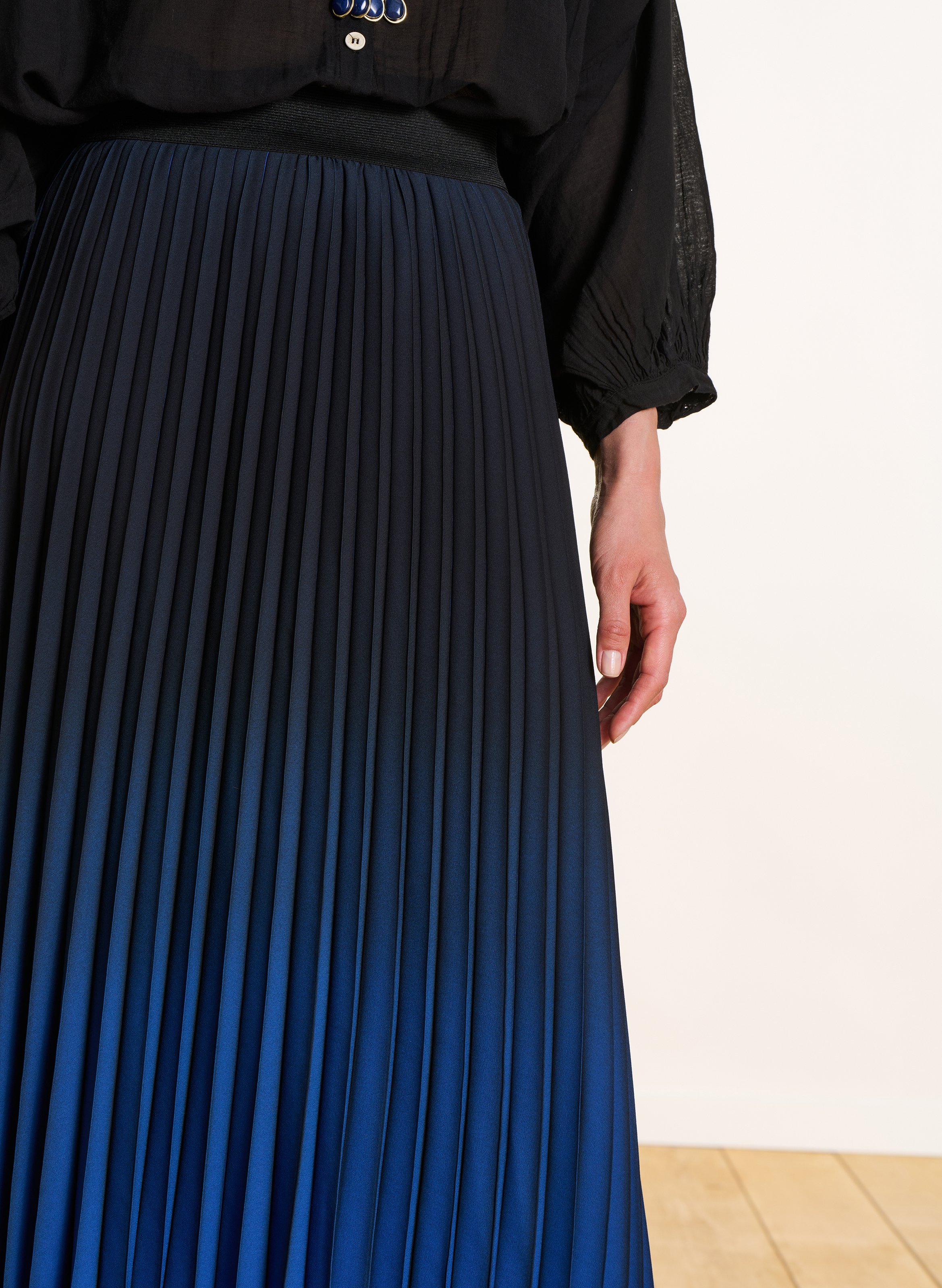 Long sunray pleated skirt LA FEE MARABOUTEE Blue