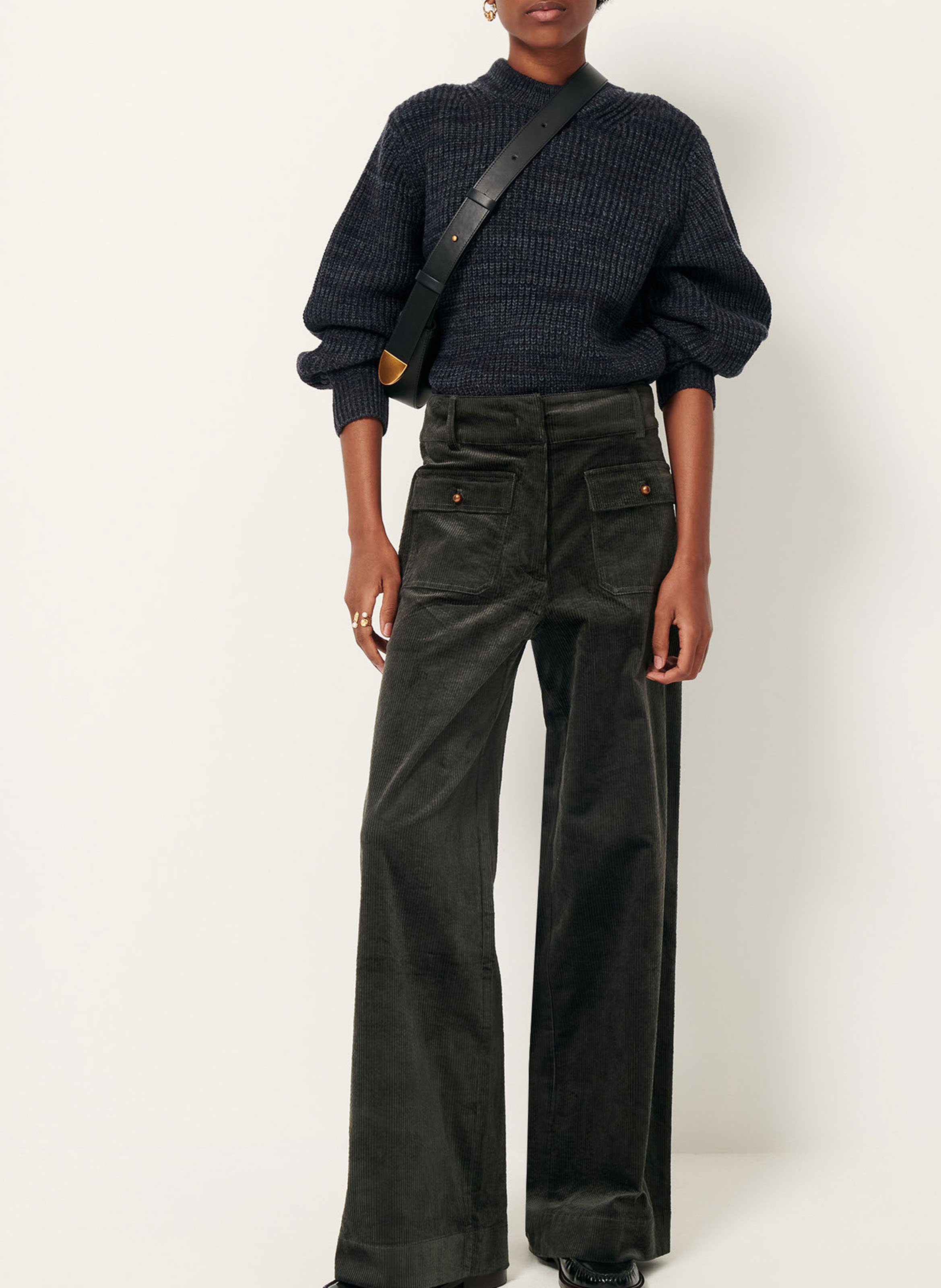 Pull ajusté col rond en maille mélangée SESSUN Vert