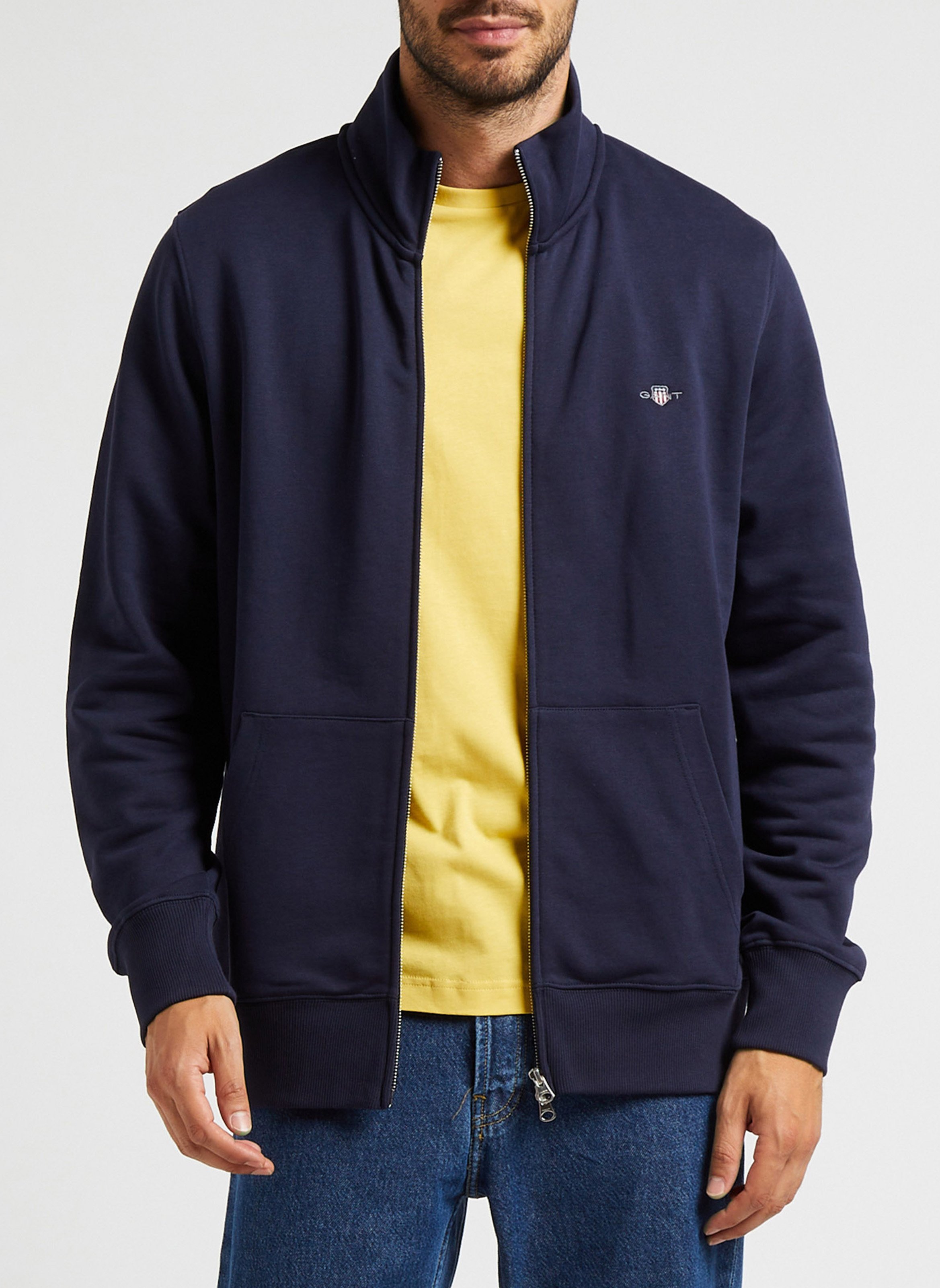 Sweat regular-fit col montant en coton mélangé GANT Bleu