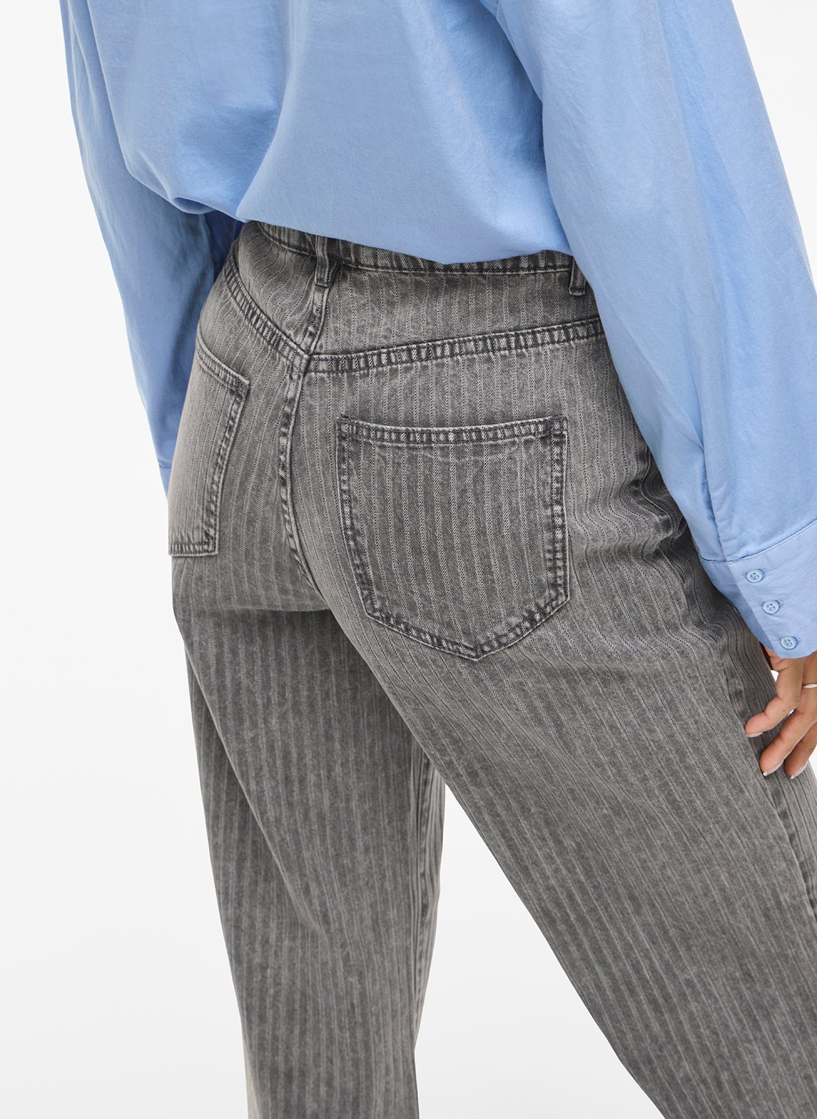 Jean flare rayé en coton VILA Gris