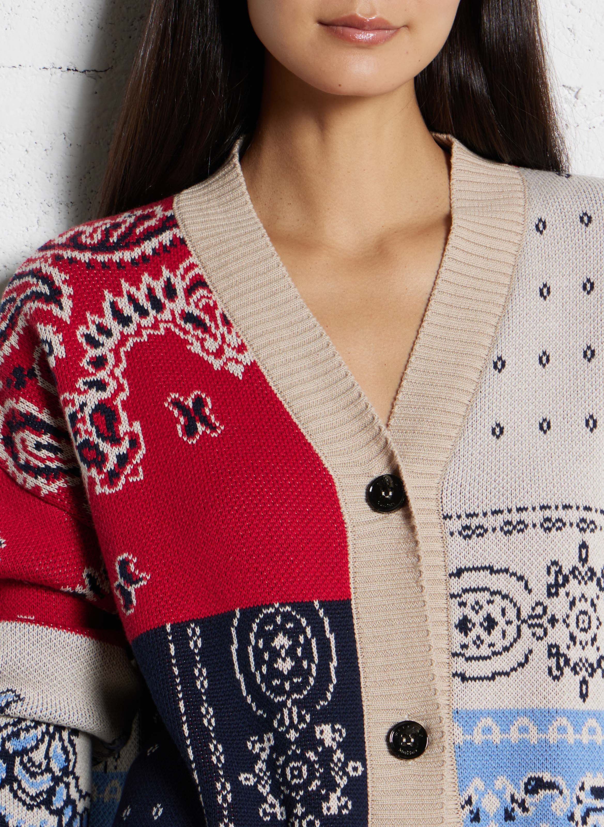 Printed cotton straight cardigan MAX MARA WEEK END Blue