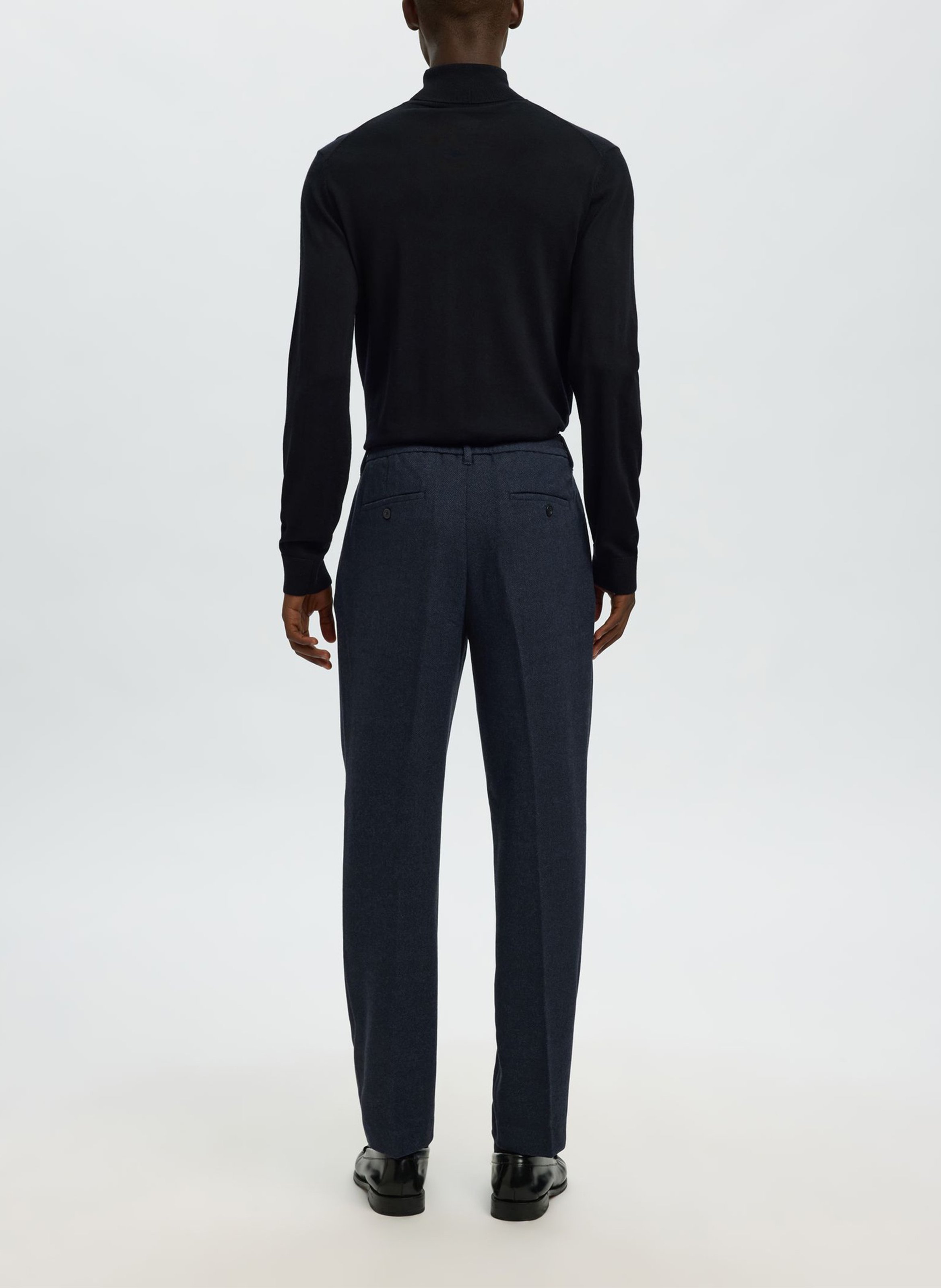 Einfarbige gerade Hose mit Kordelzug SELECTED Blau