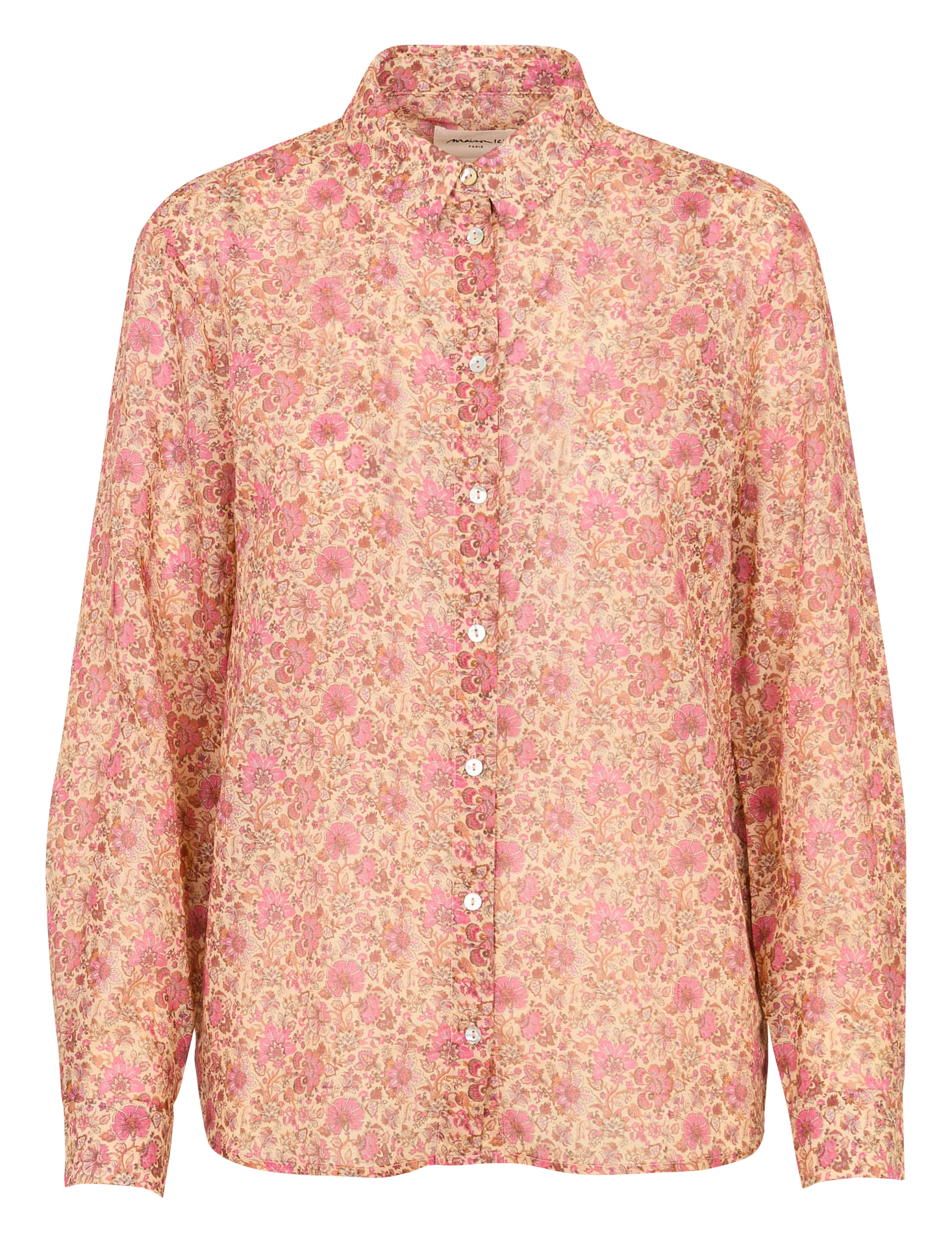 Chemise droite col classique imprimé fleuri en coton MAISON 123 Rose