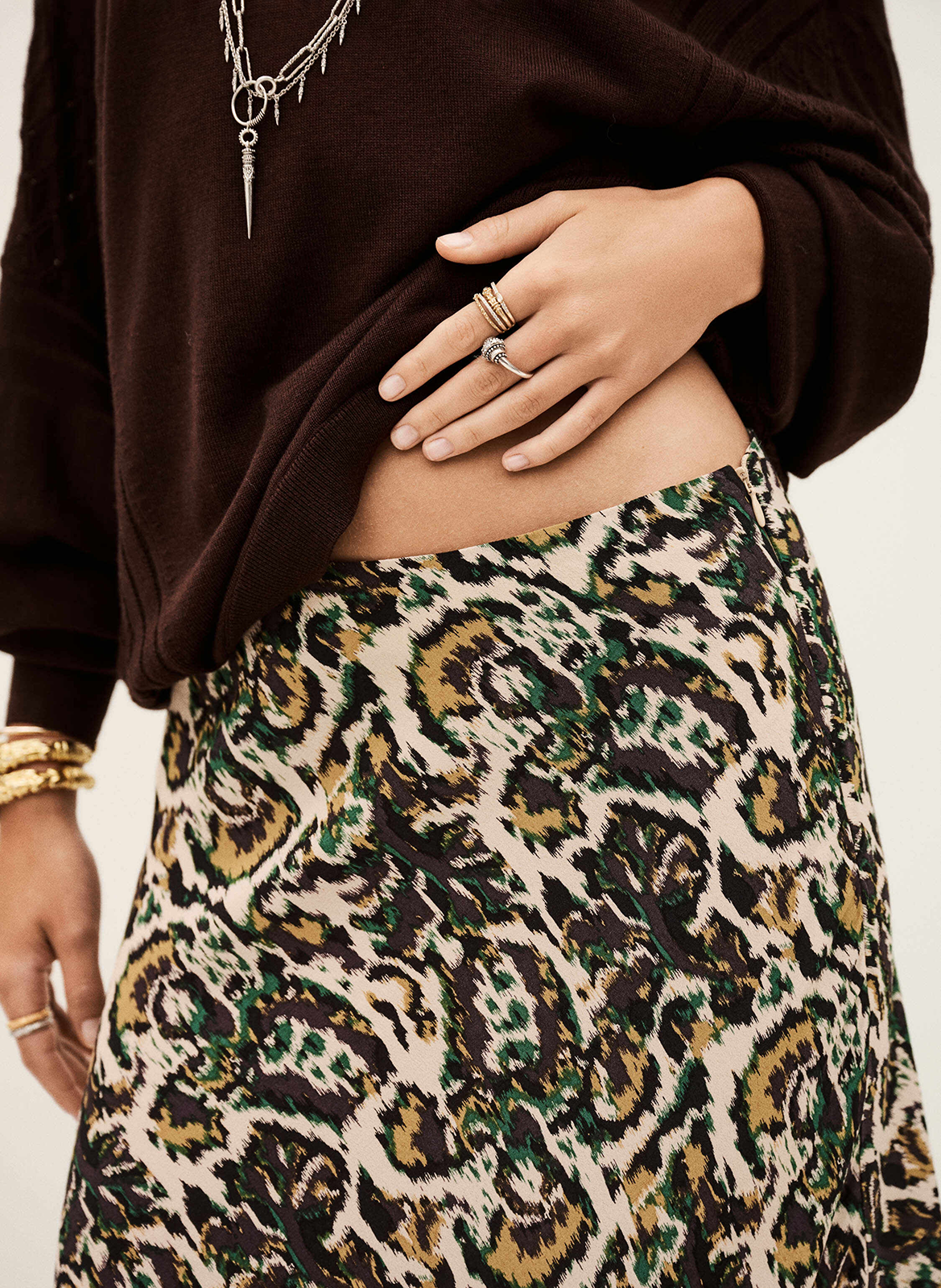 Midi rok met print BA&SH Beige