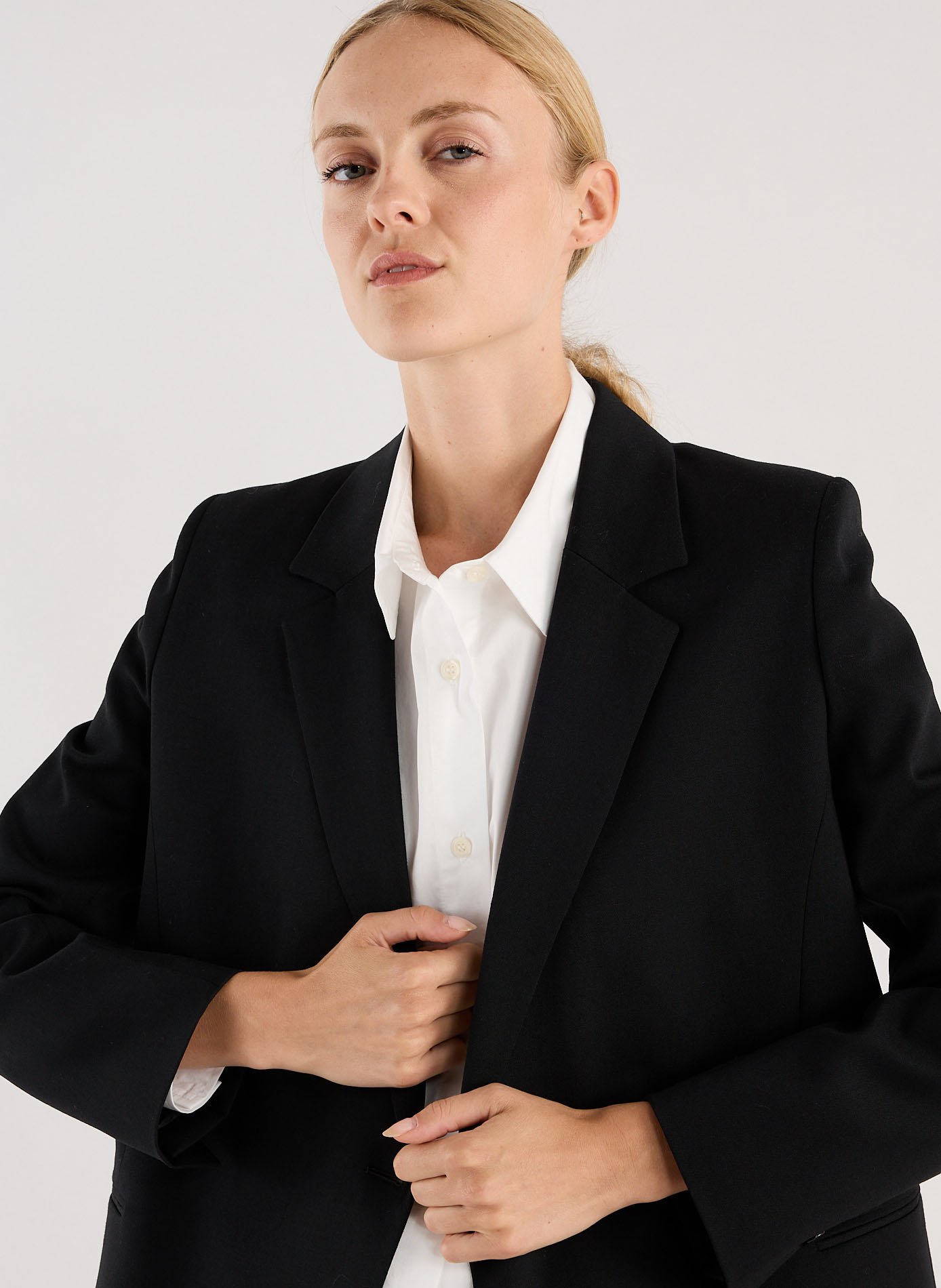 Getailleerde blazer met dubbele knopenrij uni SAISON 1865 Zwart