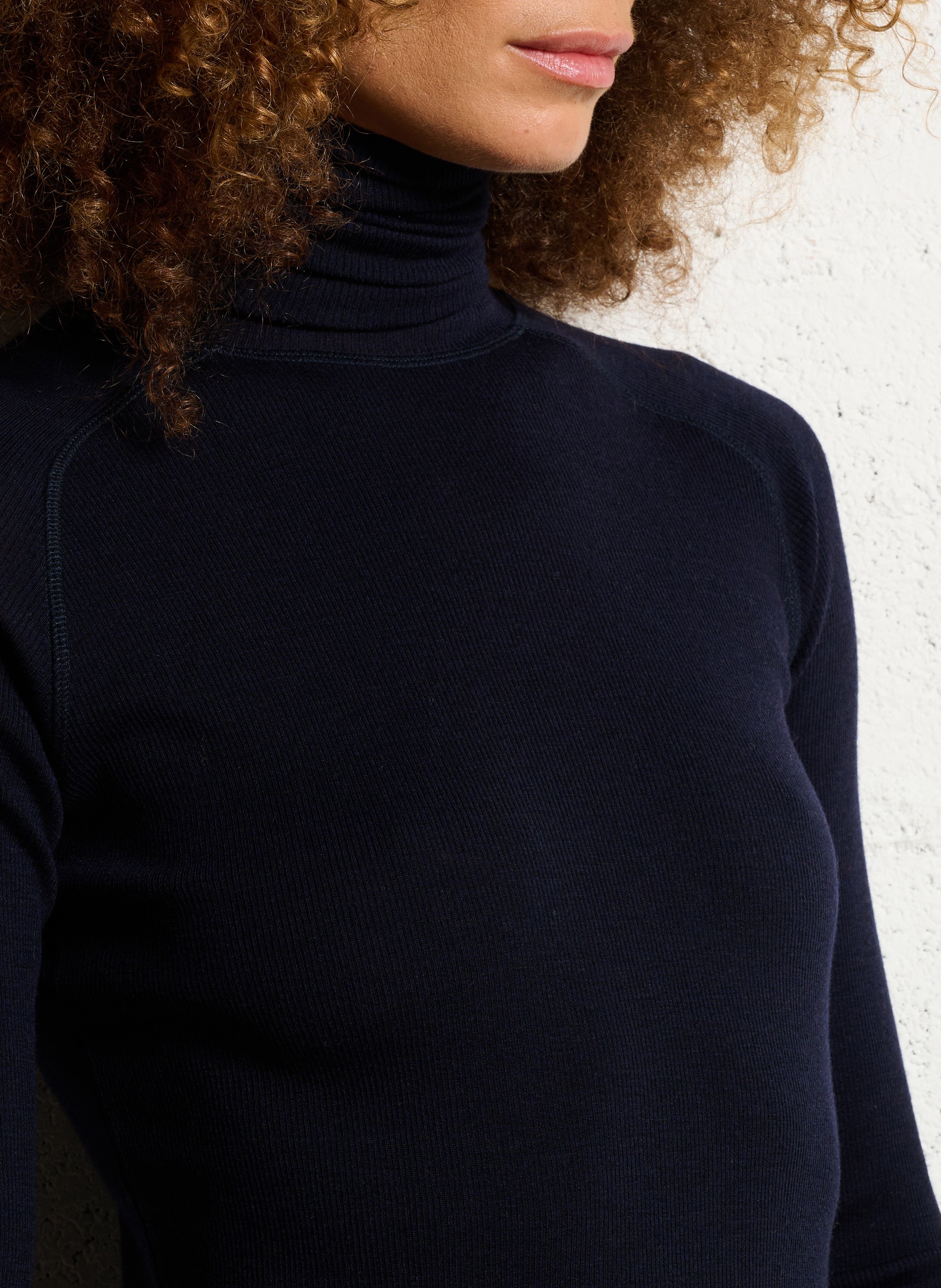 Robe longue col roulé en laine SOEUR Bleu