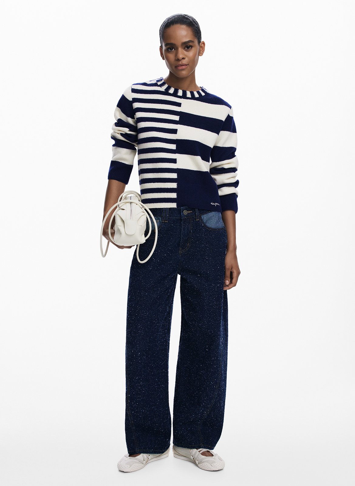 Maglione dritto scollo tondo a righe DESIGUAL Blu