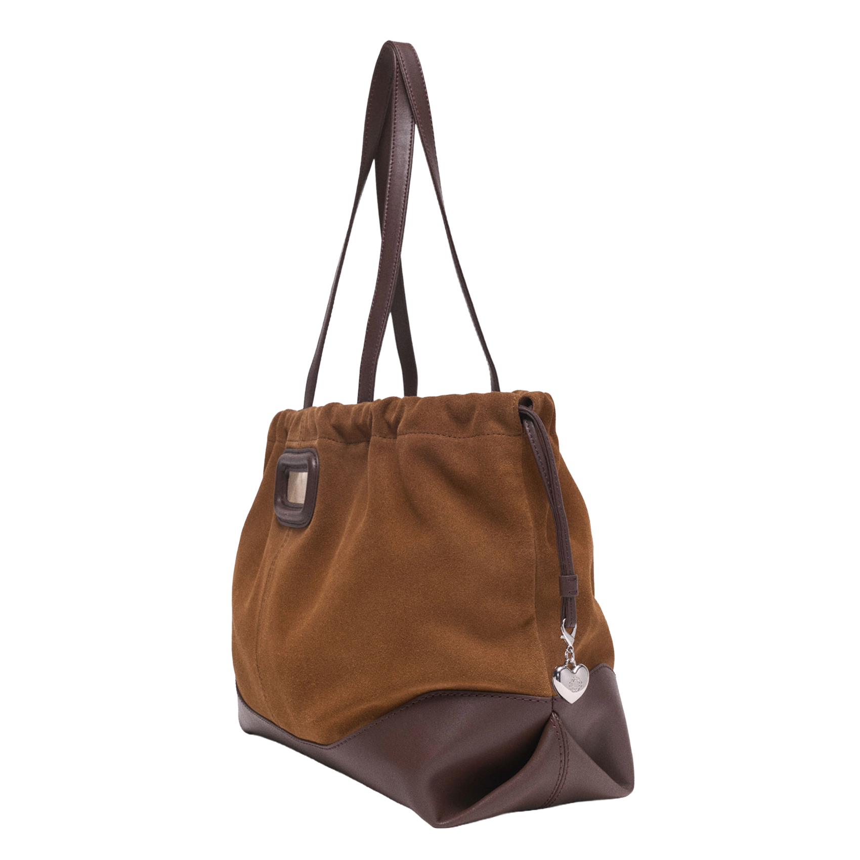 Handtas met dubbele materialen in leer MAJE Bruin