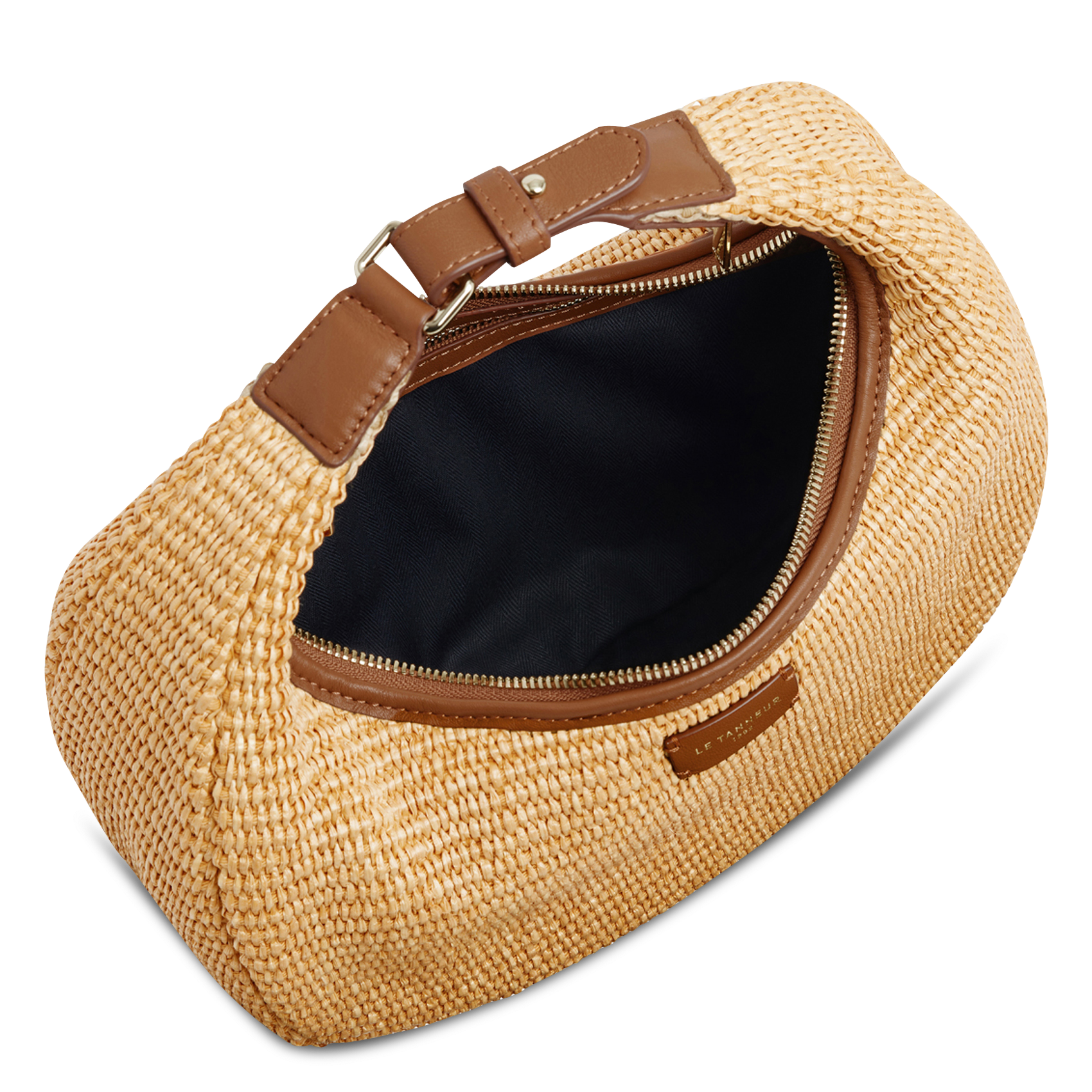 Kleine hobo tas van leer LE TANNEUR Beige