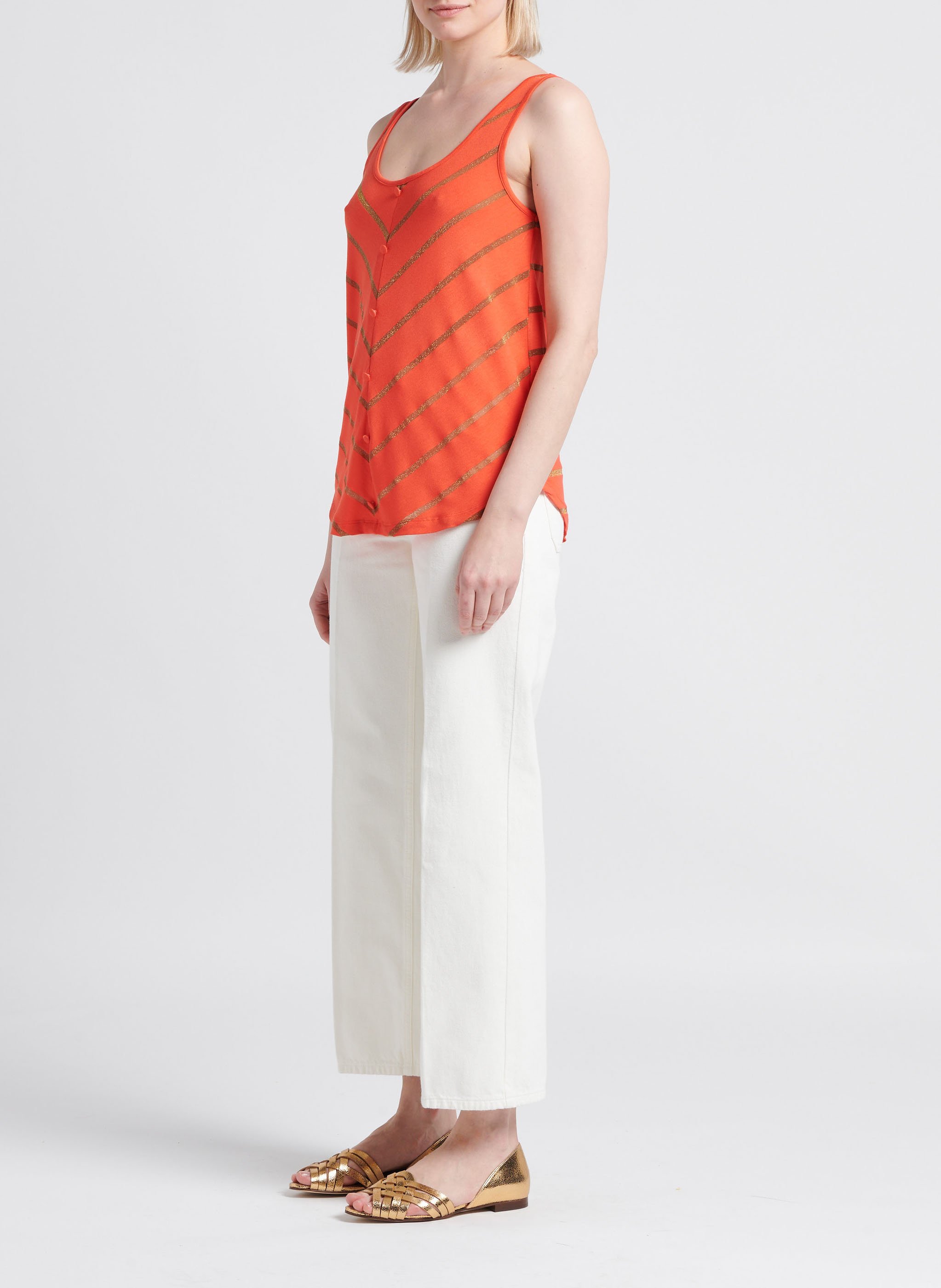 Singlet met ronde hals en glanzende strepen PIECES Veelkleurig