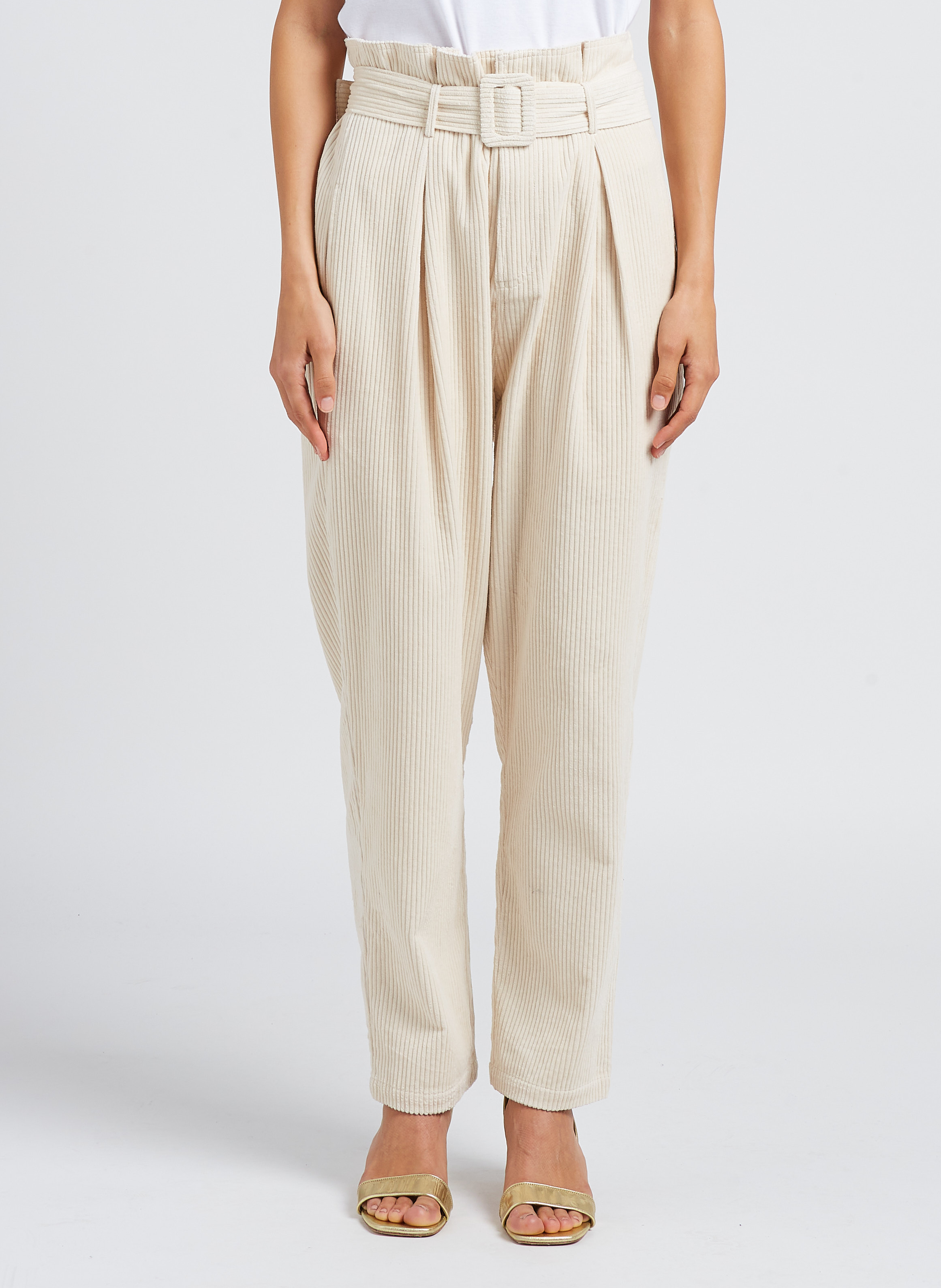 Cotton carrot pants MES DEMOISELLES Beige
