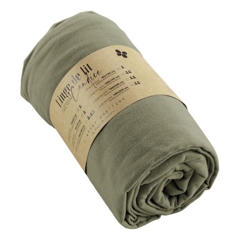 "Candice" fitted sheet all sizes cotton flannel. L'EFFET PAPILLON Multicolored