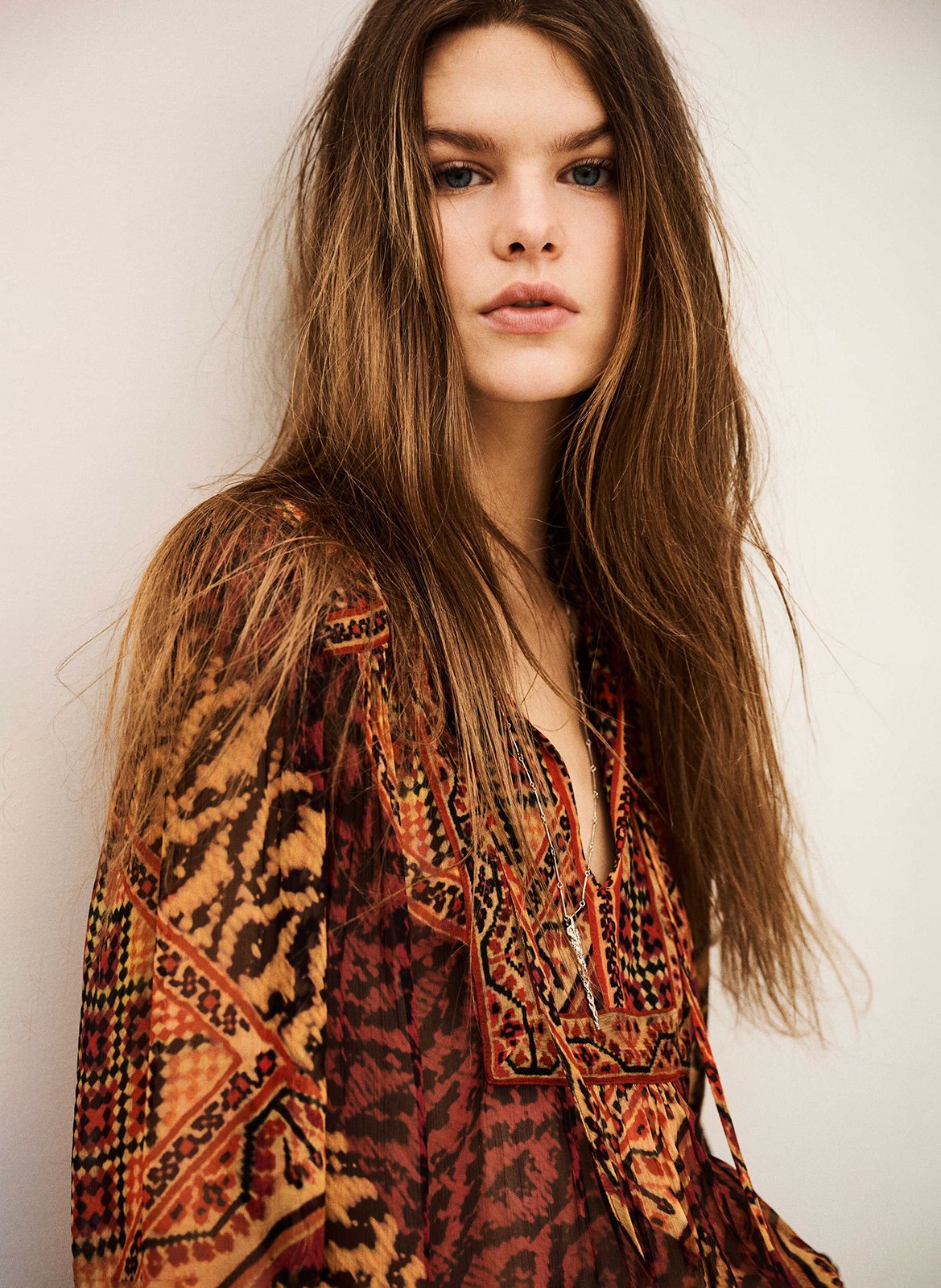 Top droit col tunisien imprimé BA&SH Rouge