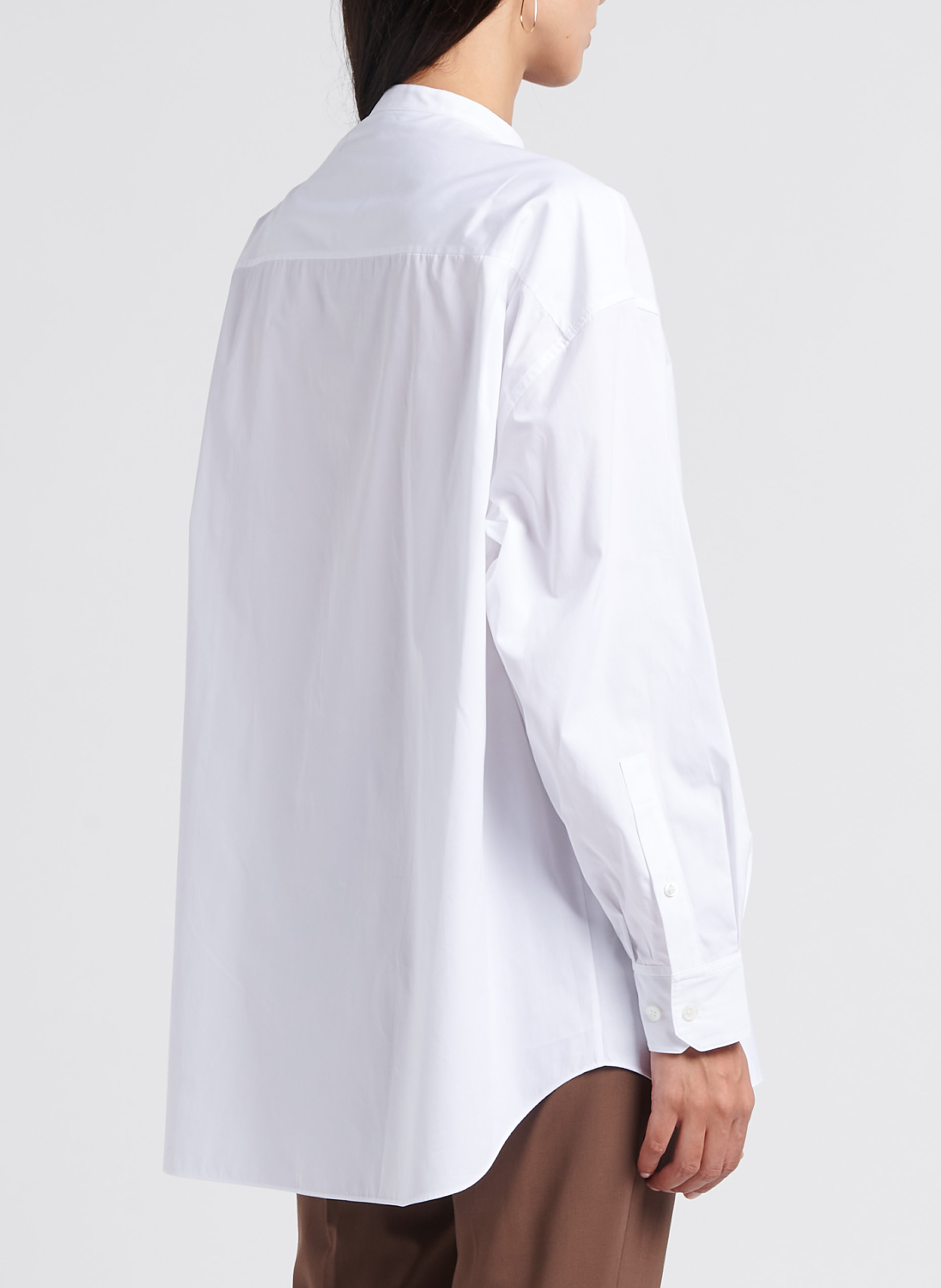 Loose-fit cotton shirt with mandarin collar THEORY White