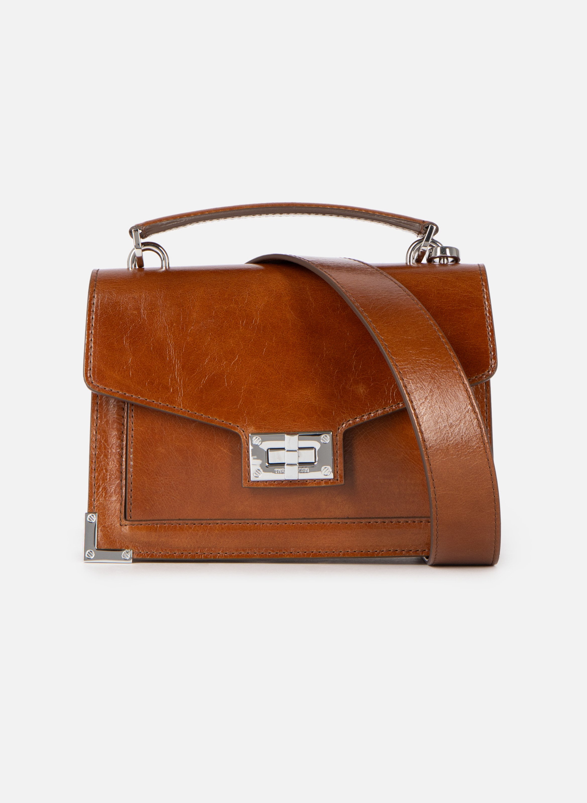 Emily cracked leather bag THE KOOPLES Brown