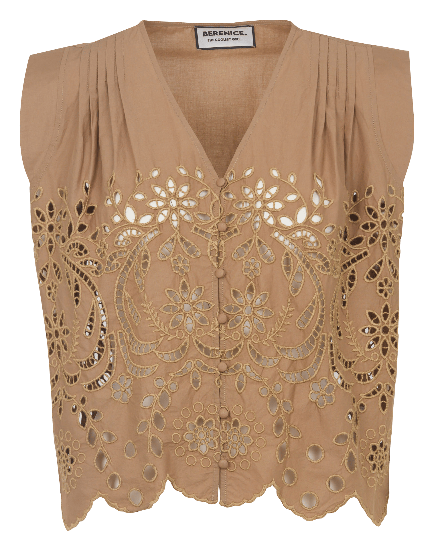 Katoenen blouse met V-hals BERENICE Bruin