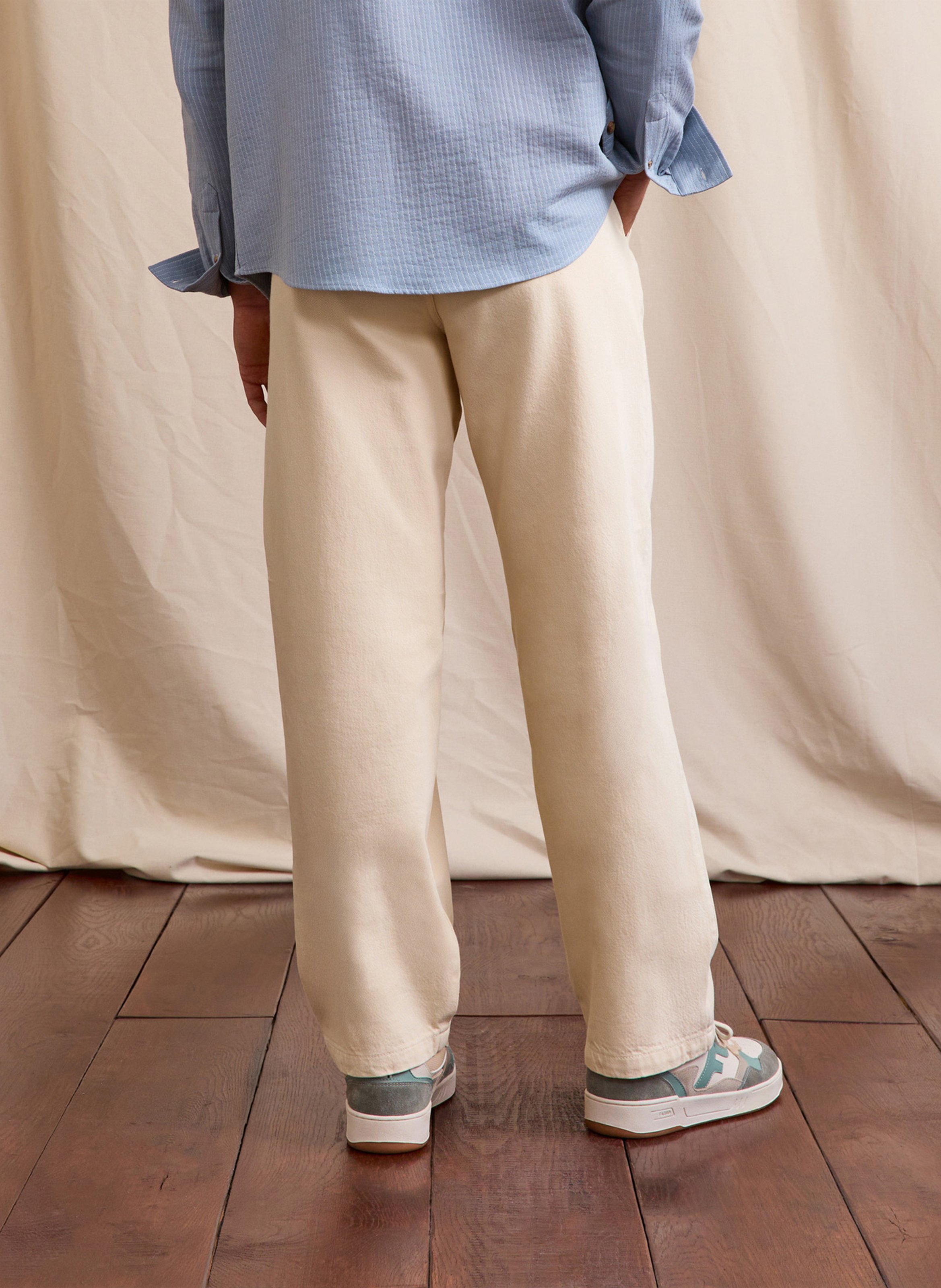 Pantalon droit en coton FAGUO Beige