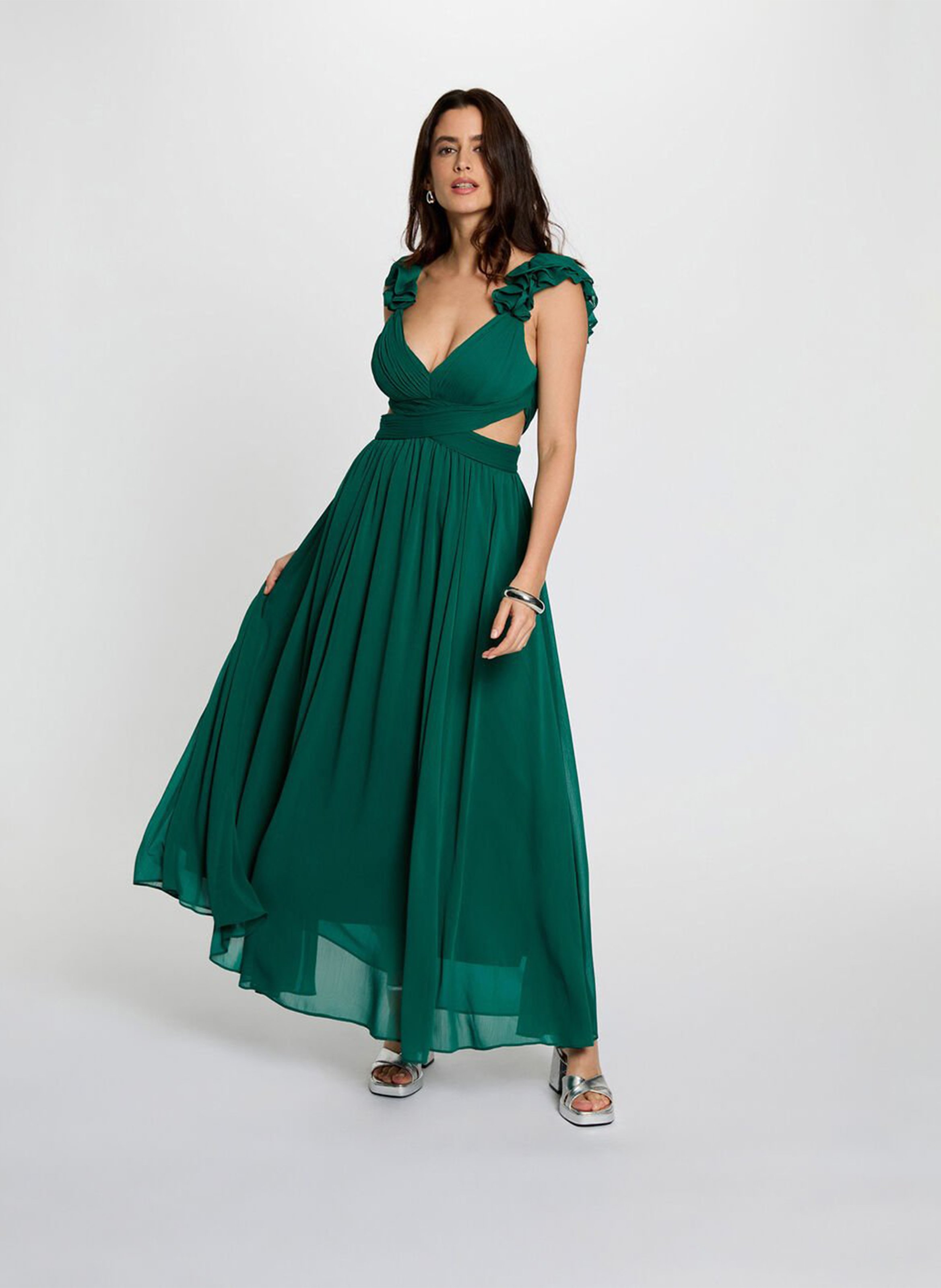 Long V-neck dress MORGAN Green