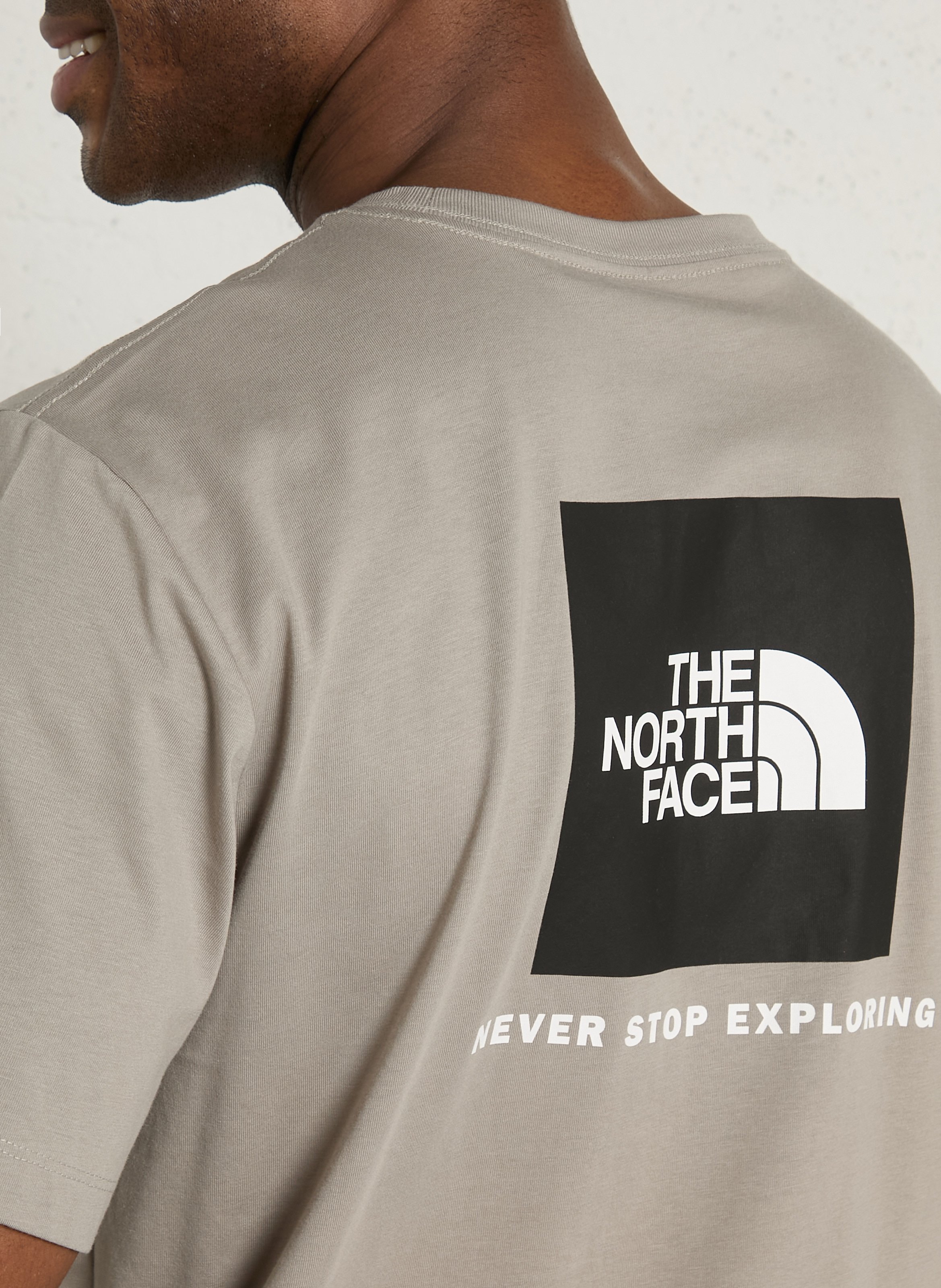 Straight round-neck cotton T-shirt with screen print THE NORTH FACE Grey