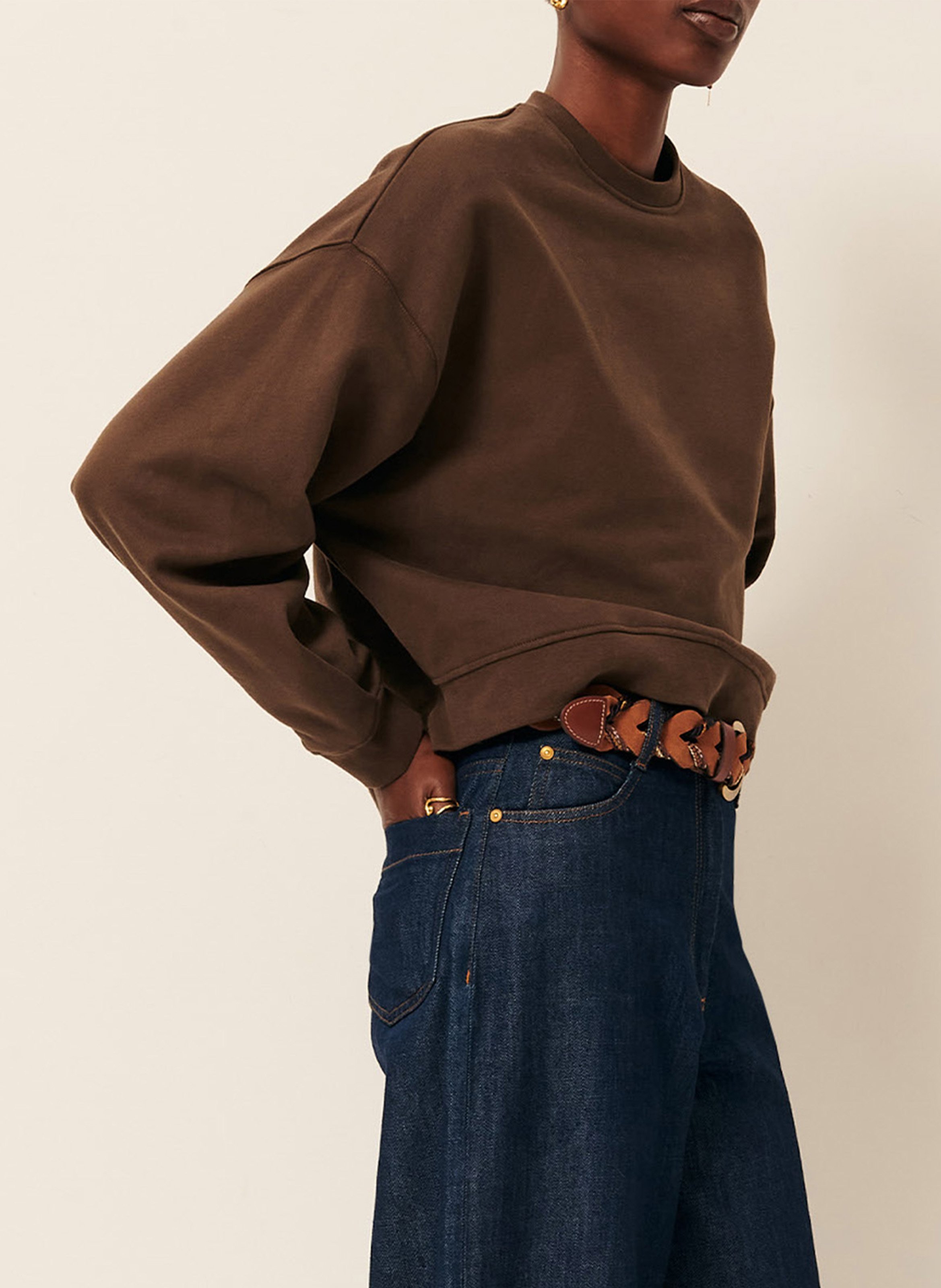 Sweat col rond en coton SESSUN Braun