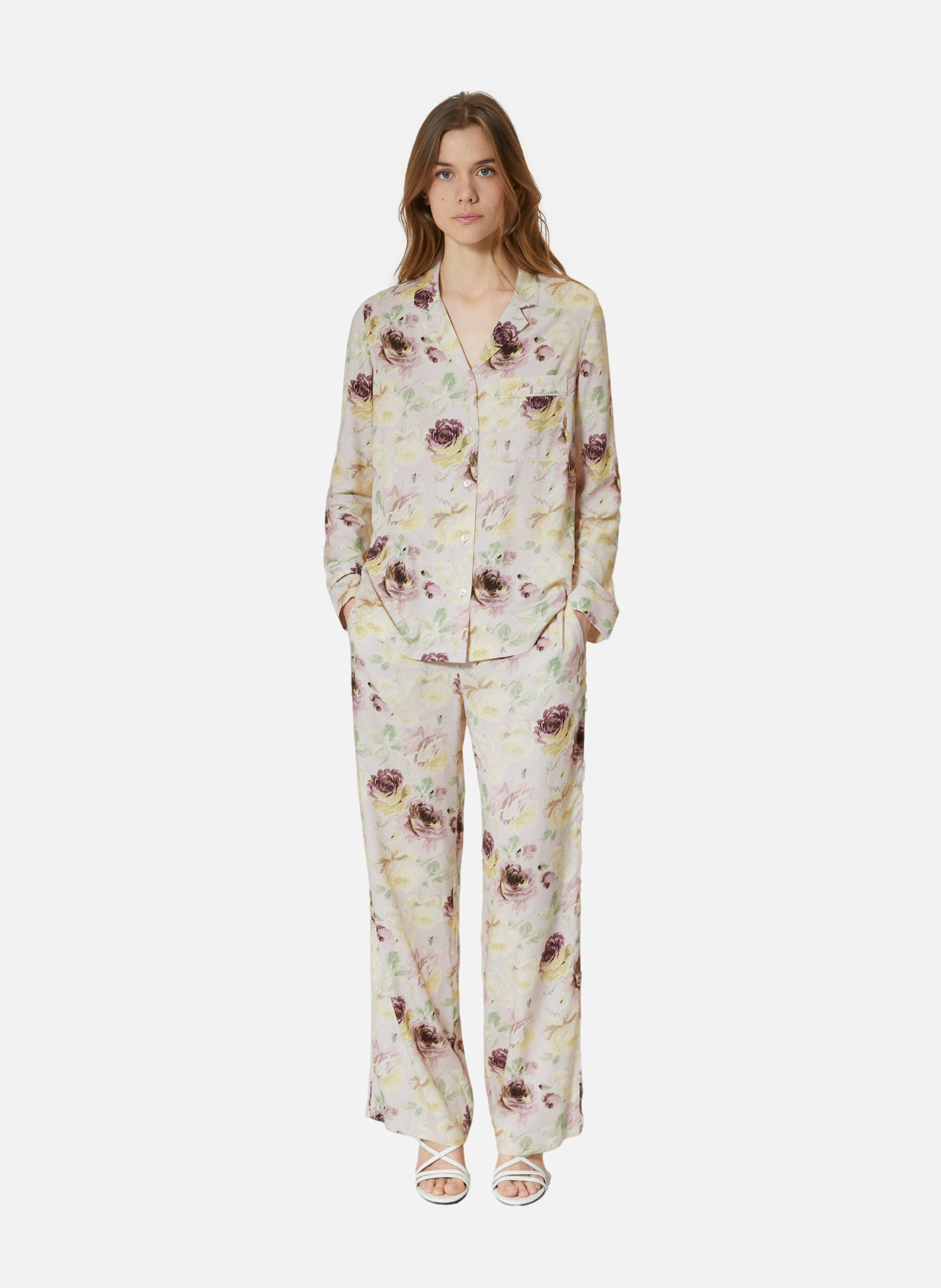 Pantalon fluide droit imprimé THE KOOPLES Rose