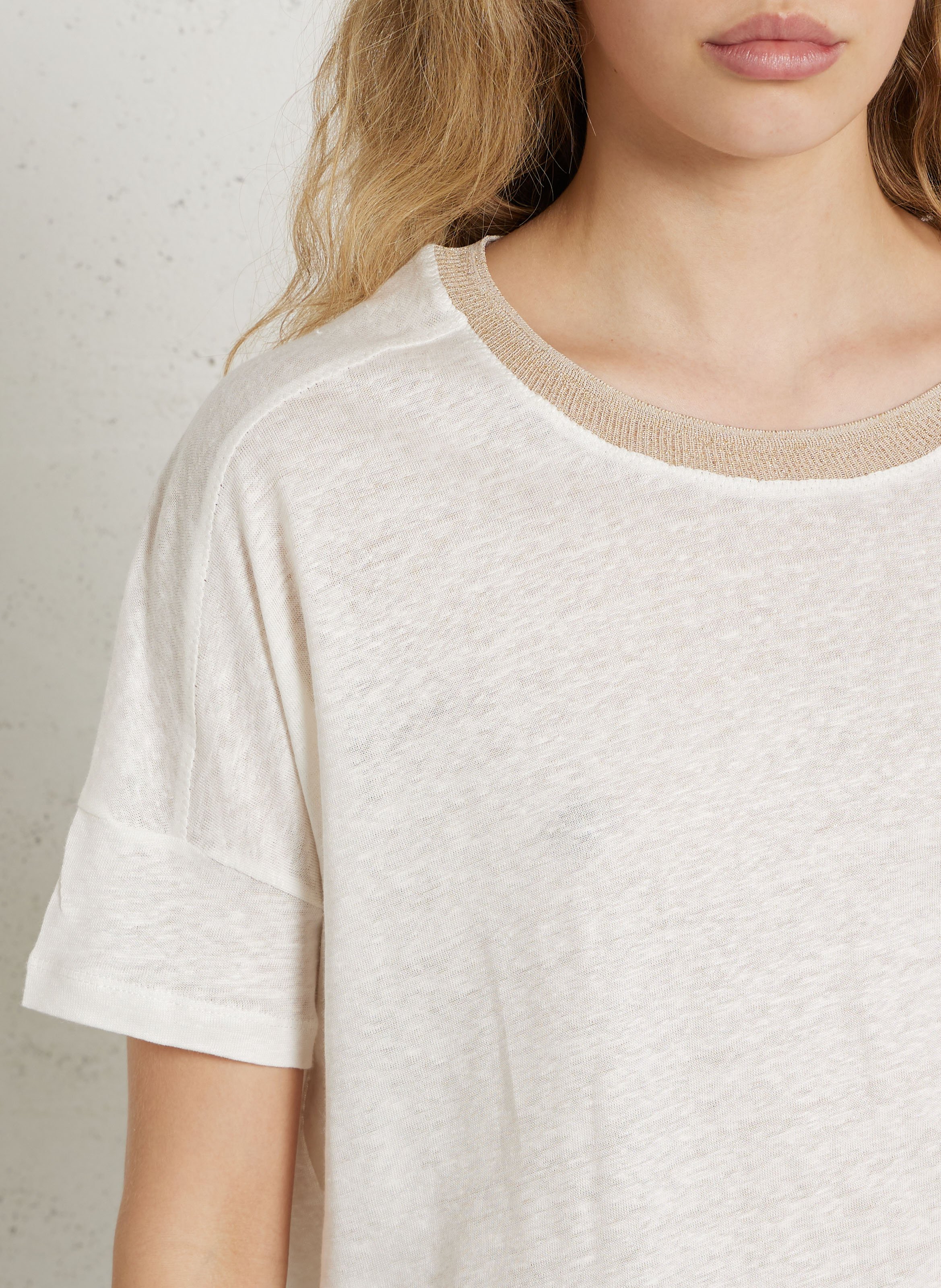 Baumwoll-T-Shirt mit Rundhalsausschnitt  BELLA JONES Beige