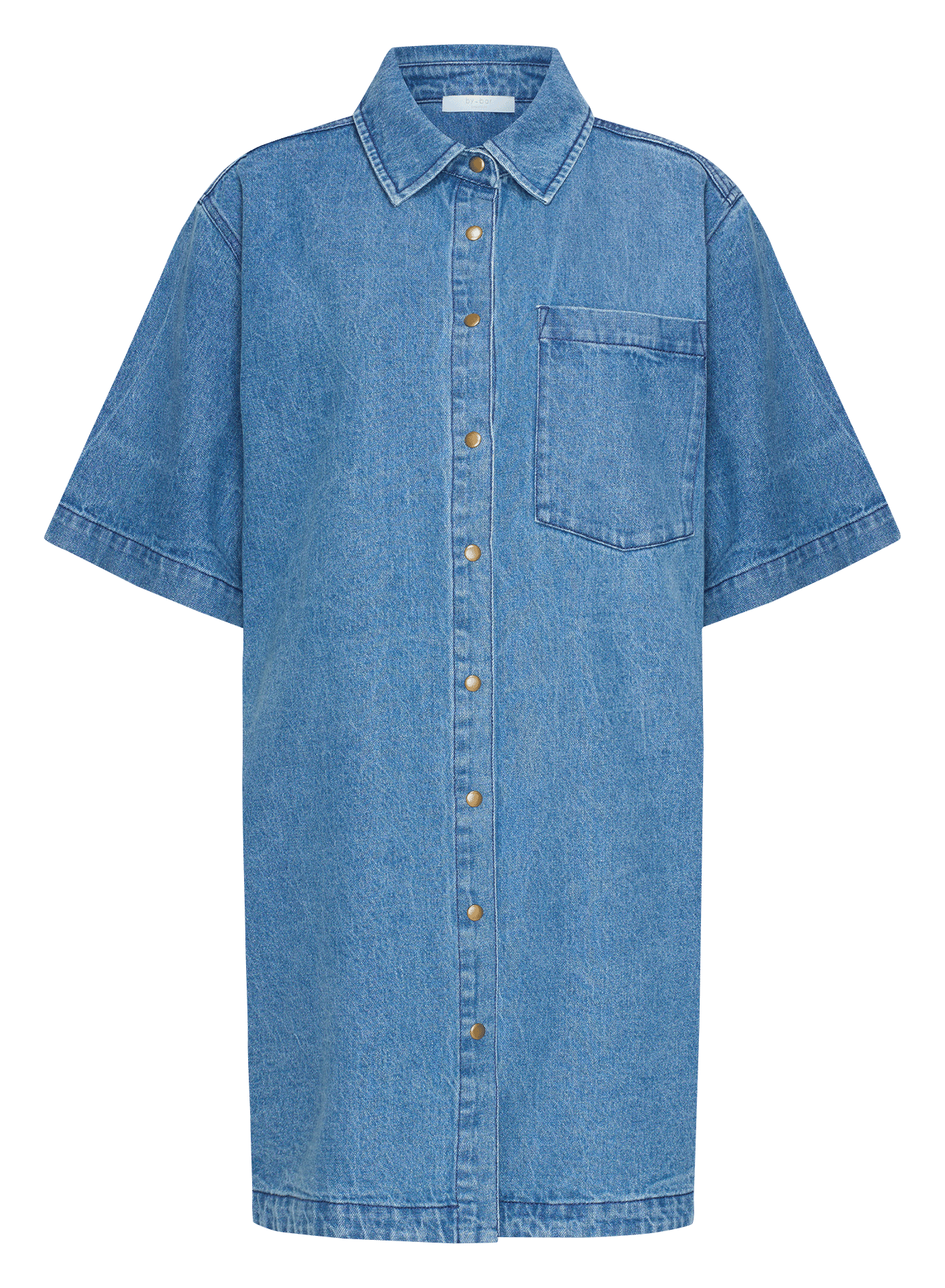 Korte jurk van katoen met klassieke kraag BY BAR Blauw