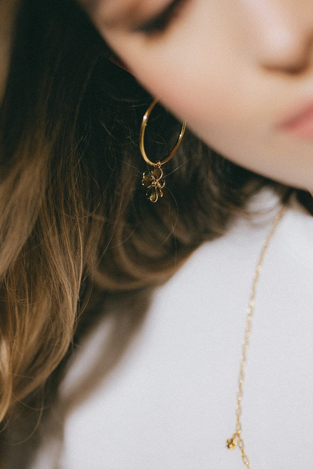 Small silver-plated clover hoop earrings MONSIEUR SIMONE Silver