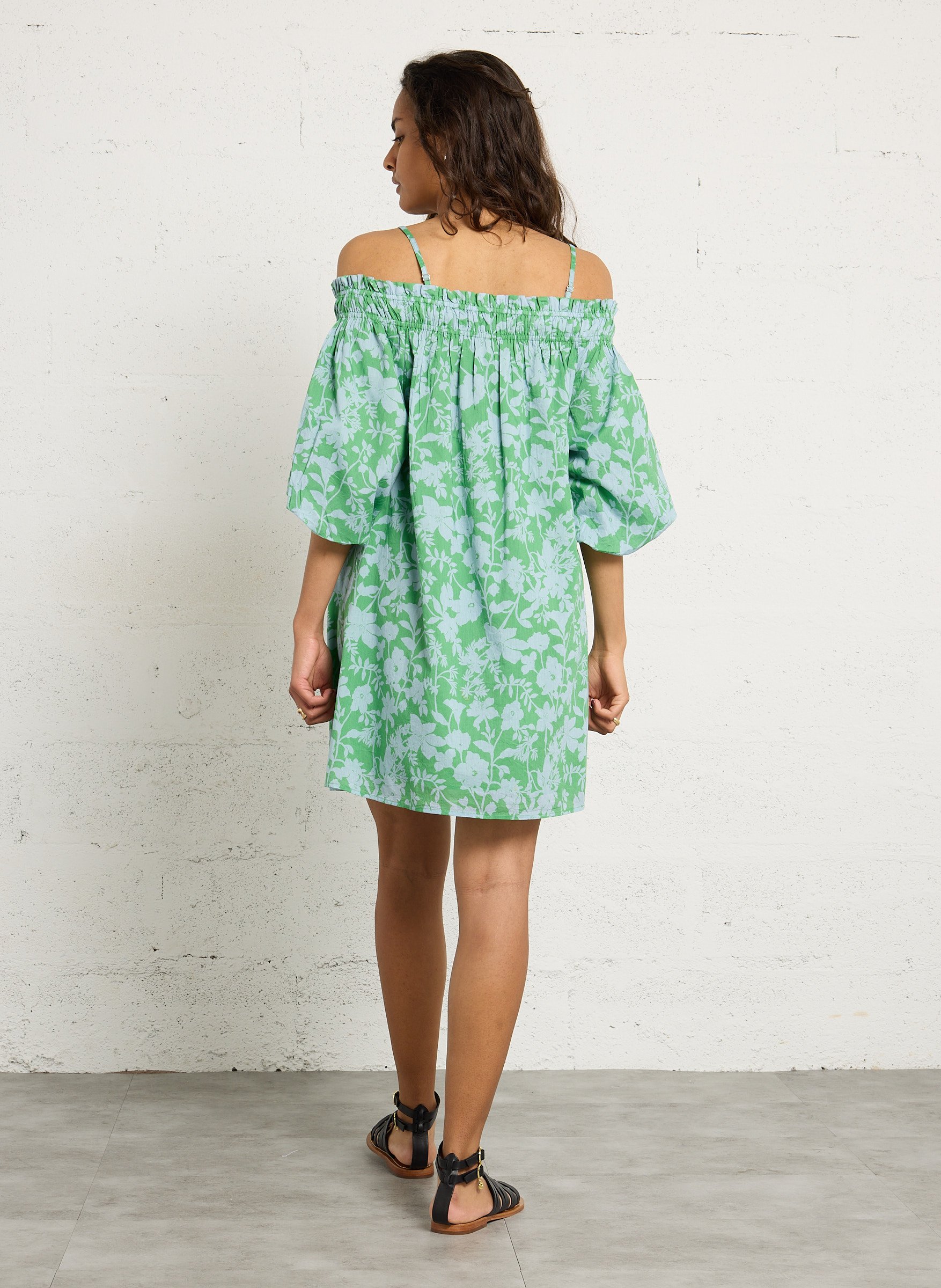 Robe courte en coton imprimé PETITE MENDIGOTE Vert