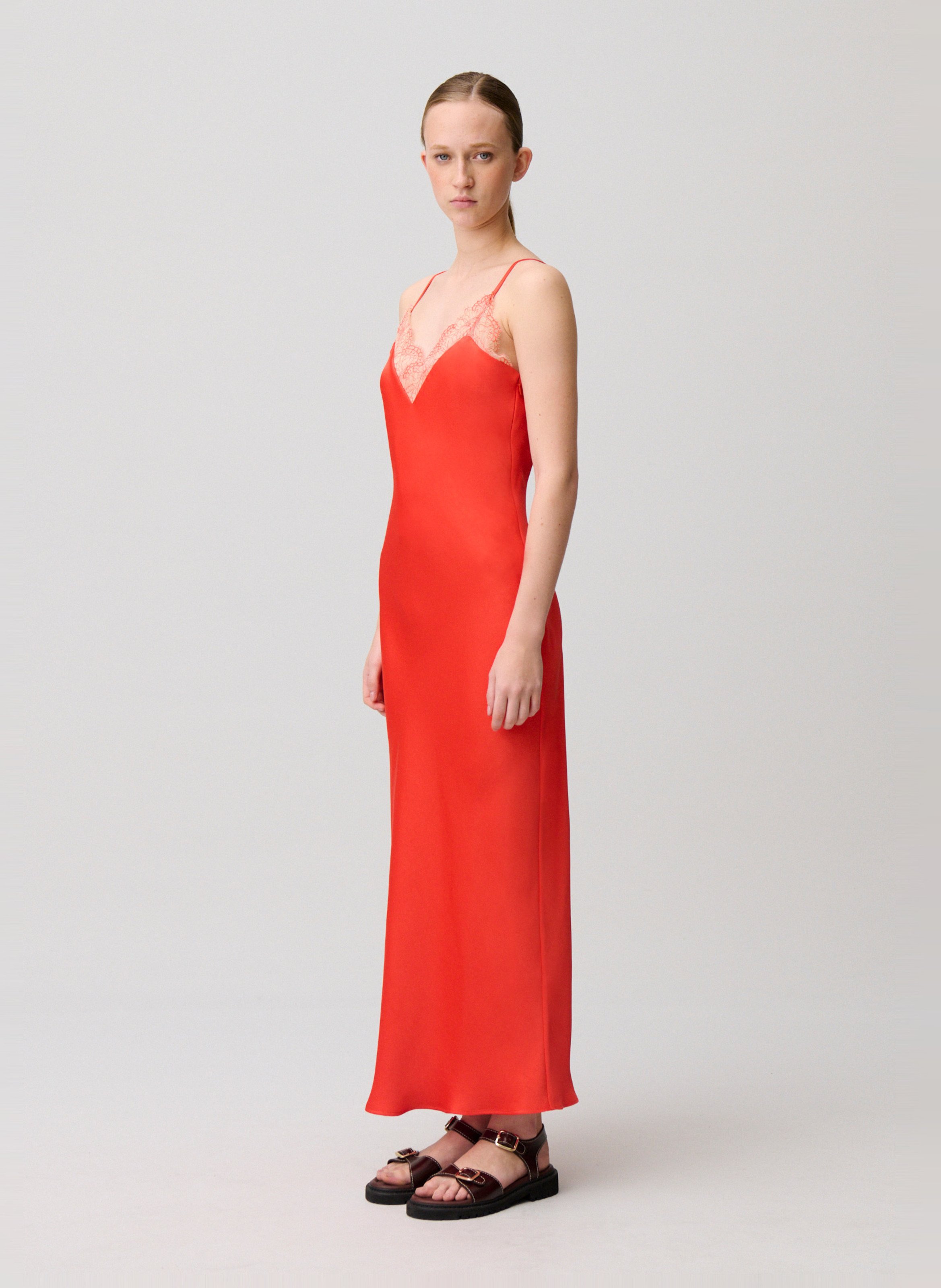 Long satin dress CLAUDIE PIERLOT Orange
