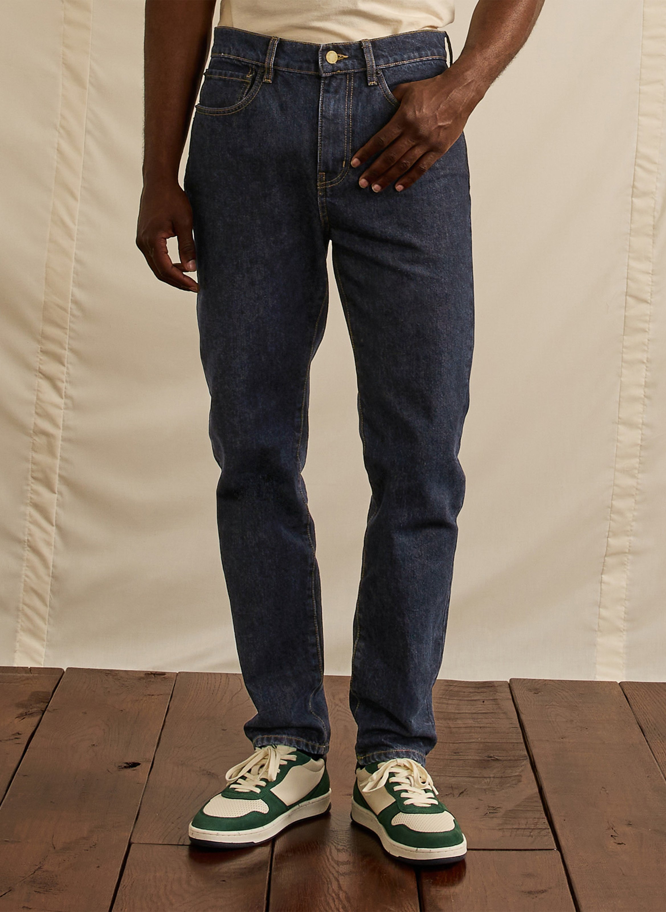 Tapered jeans van katoen FAGUO Blauw