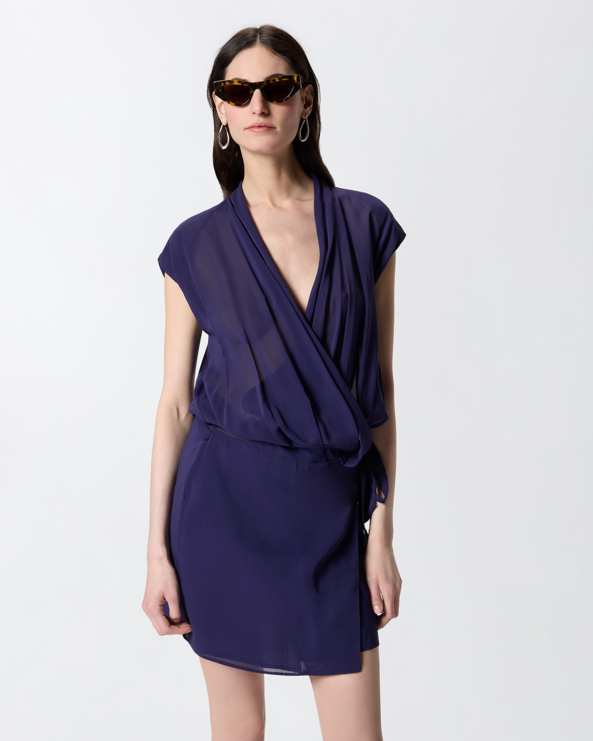 Robe portefeuille courte avec détails transparents PINKO Violet