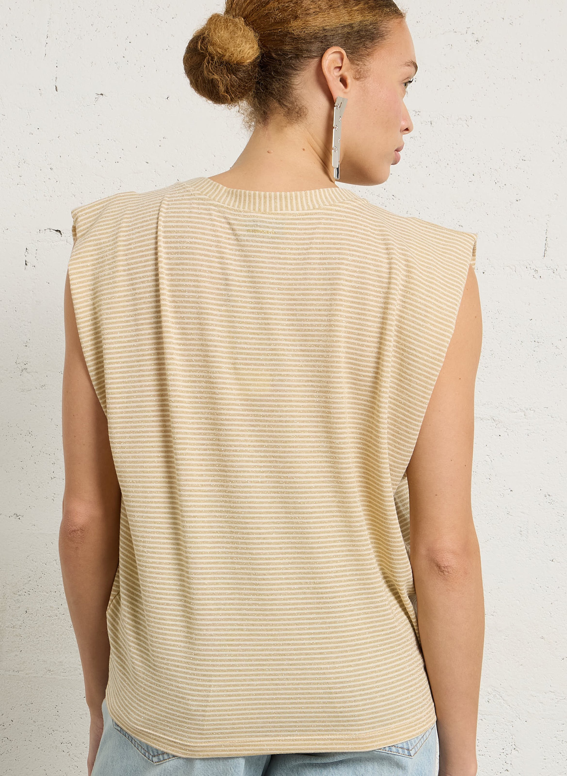 Top oversize en maille rayée MOMONI Doré