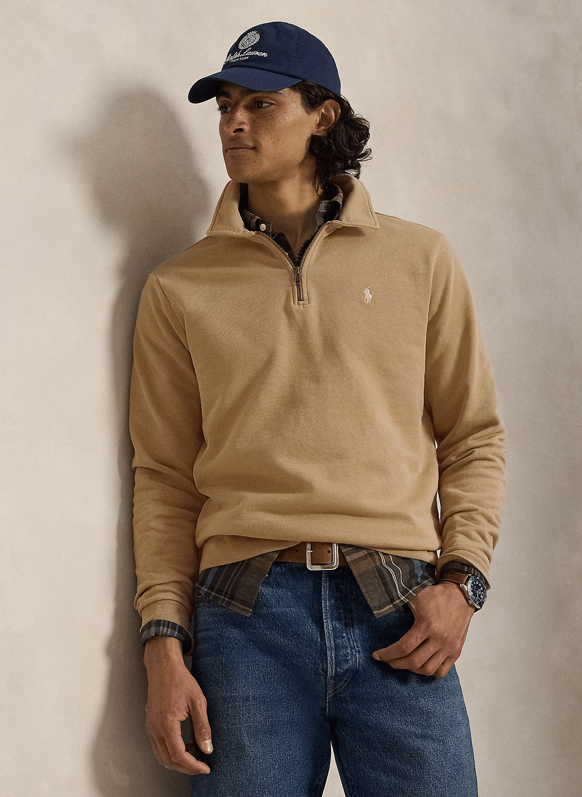 Straight fit classic collar cotton shirt POLO RALPH LAUREN Beige