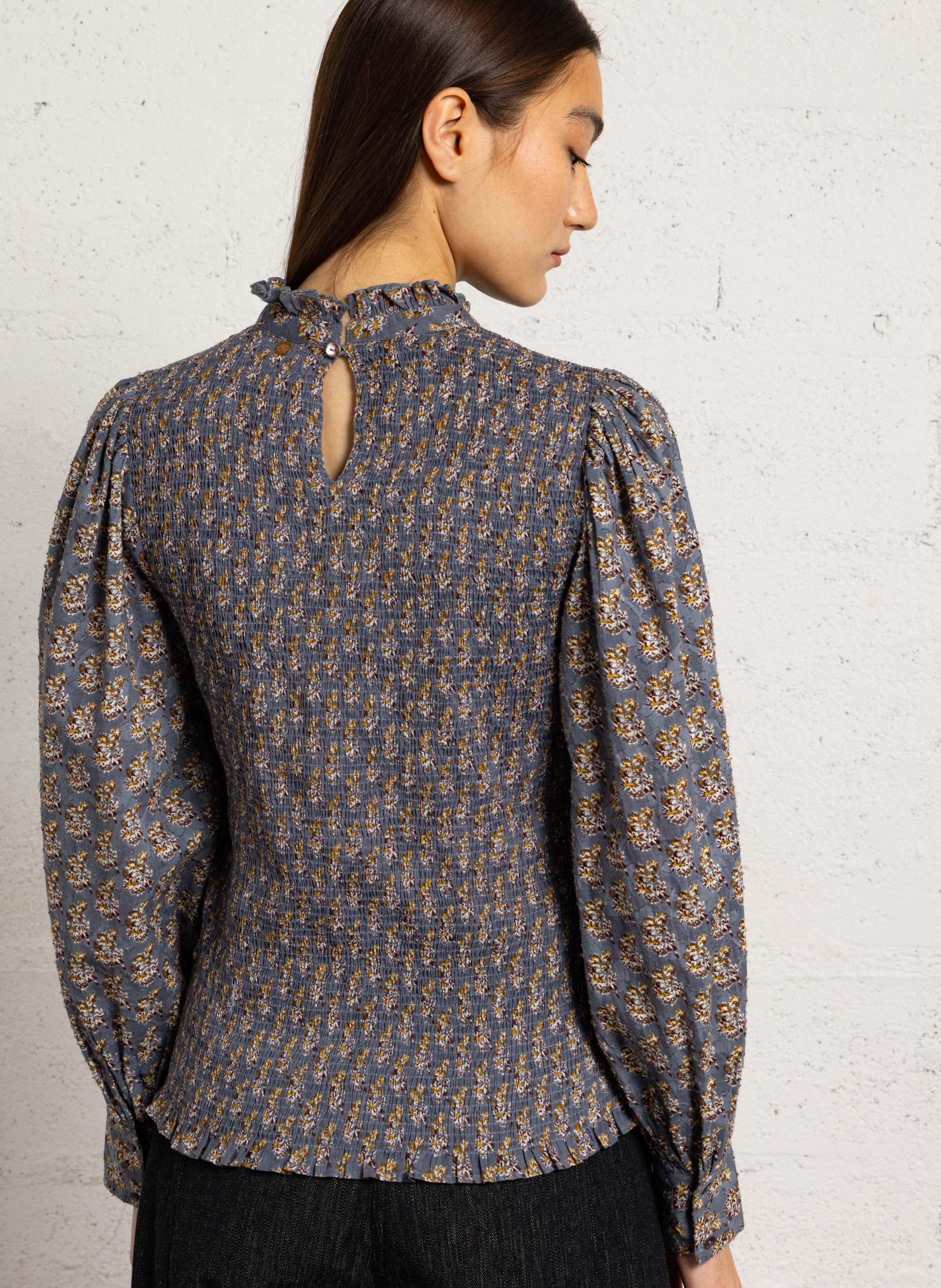 Fitted cotton top ANTIK BATIK Blue