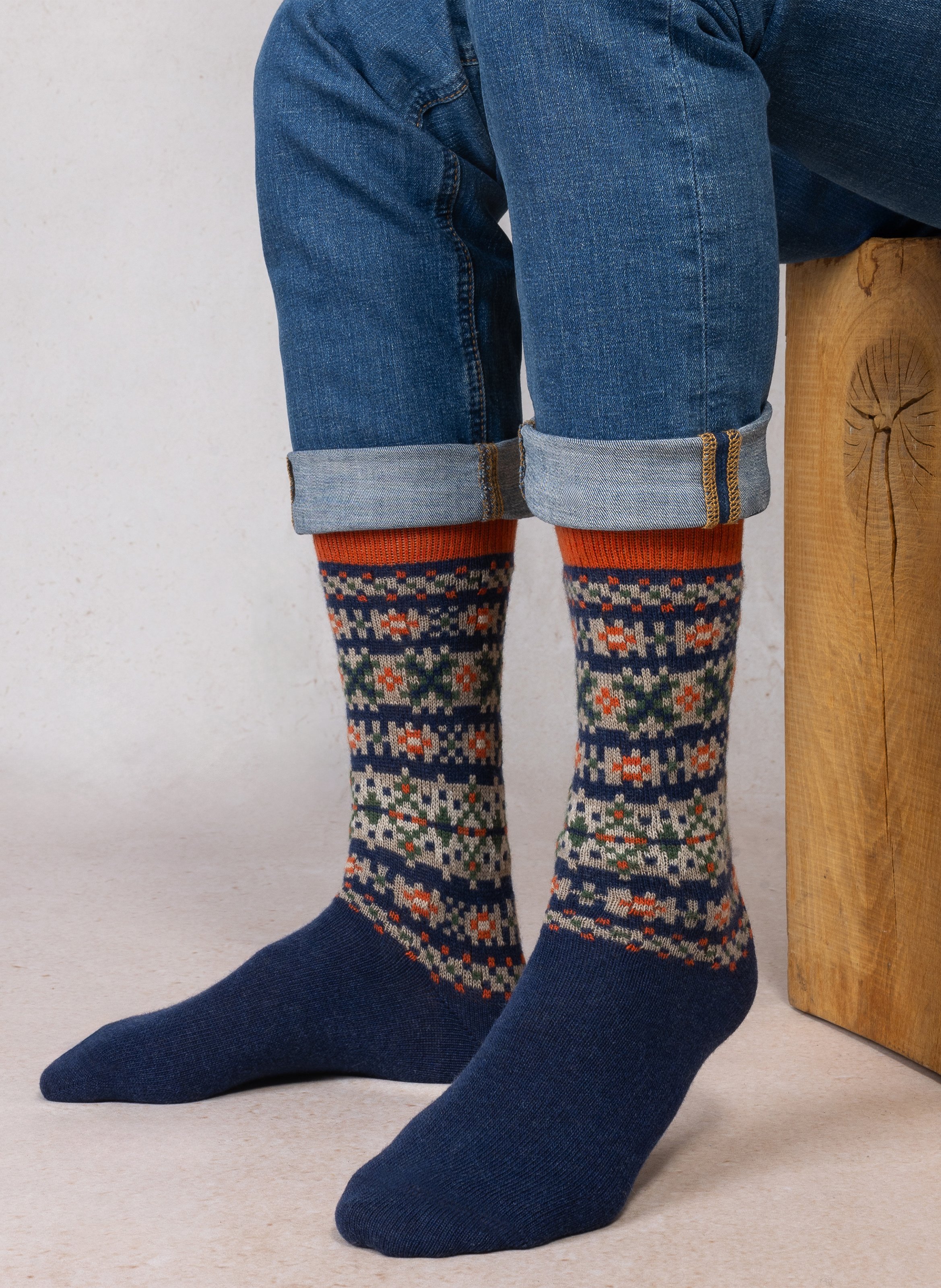 Chaussettes mi-haute imprimées BLEUFORET Bleu