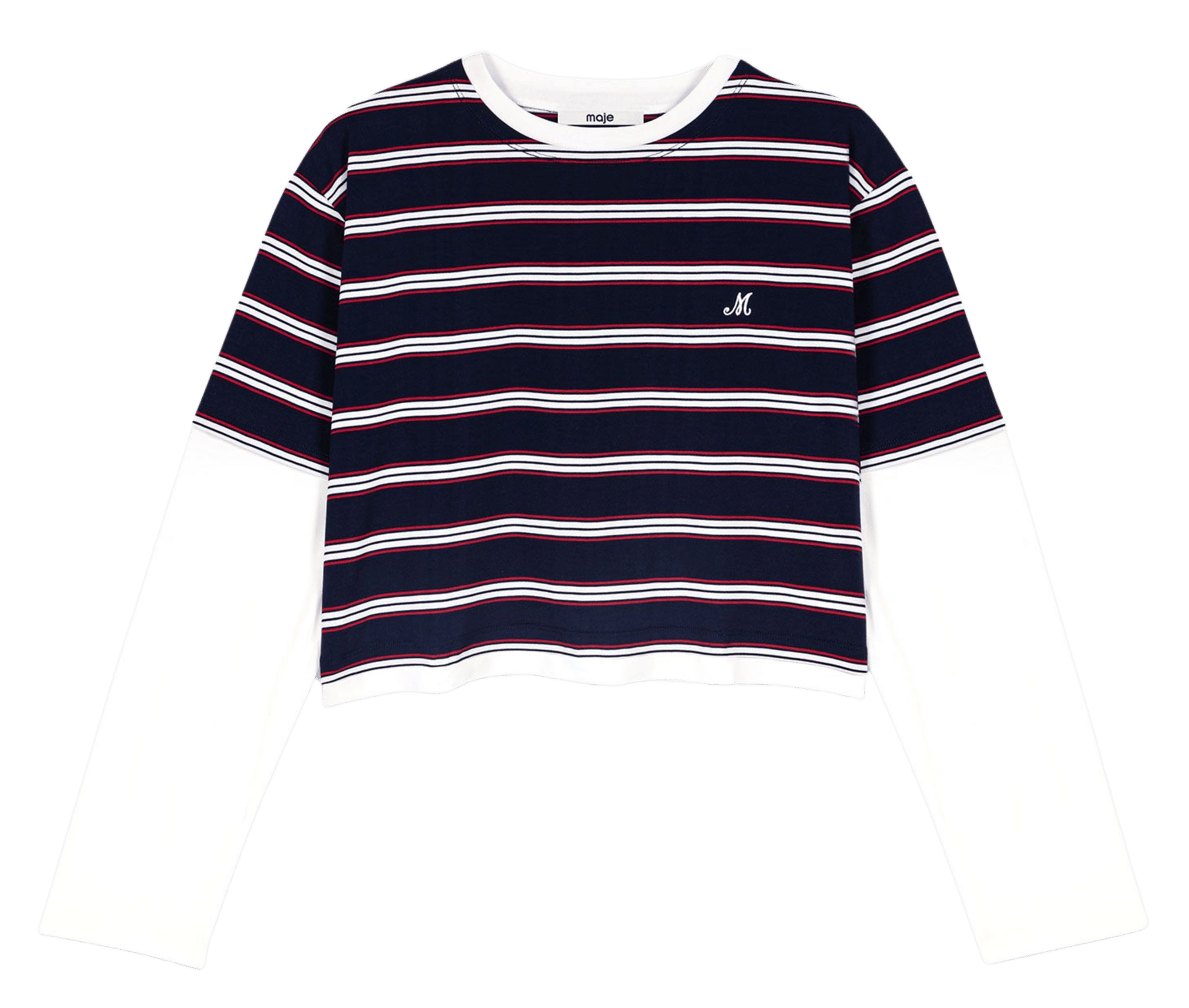 Tee-shirt superposé à rayures MAJE Blanc