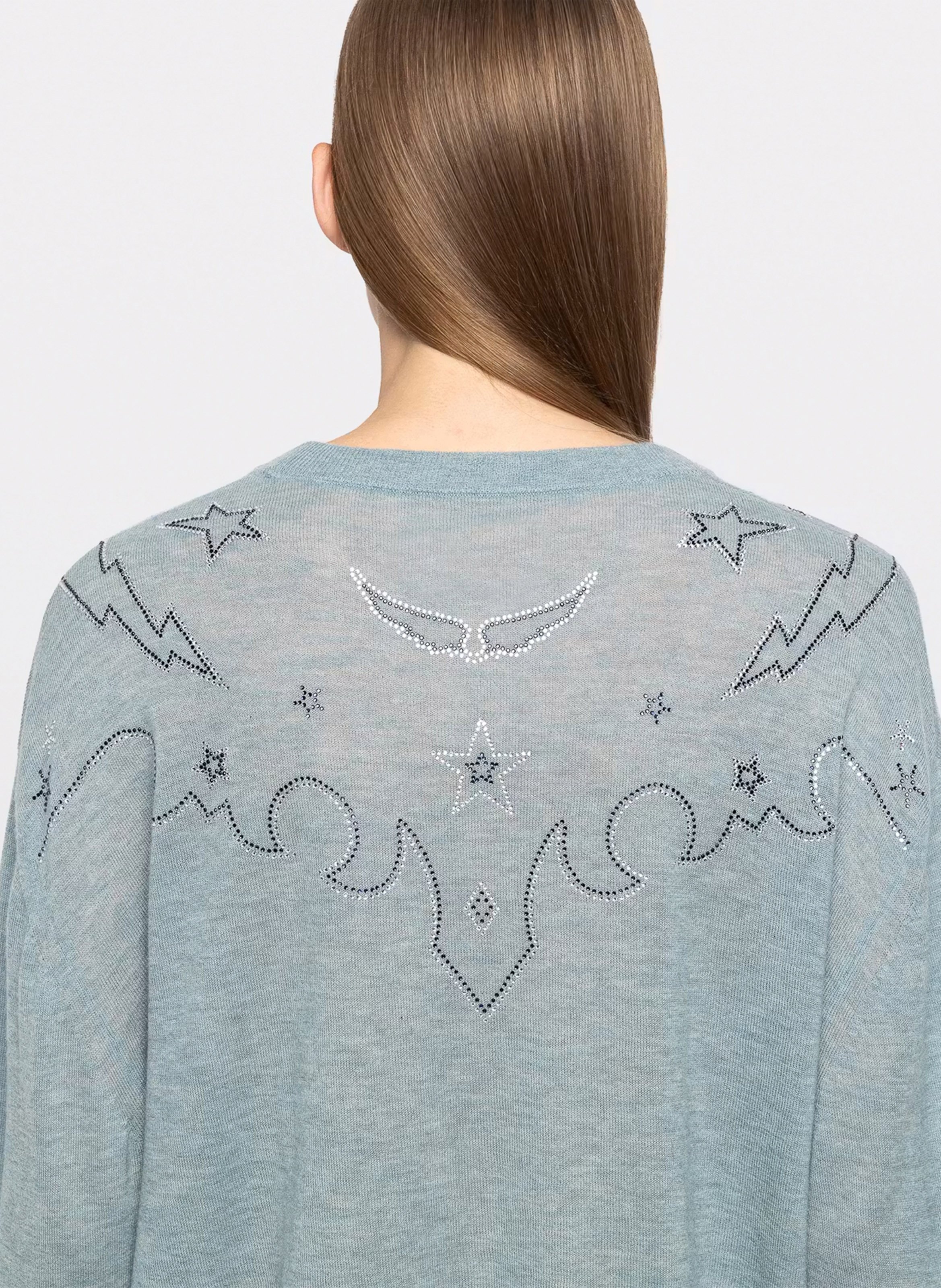 Straight cashmere sweatshirt with rhinestones ZADIG&VOLTAIRE Blue