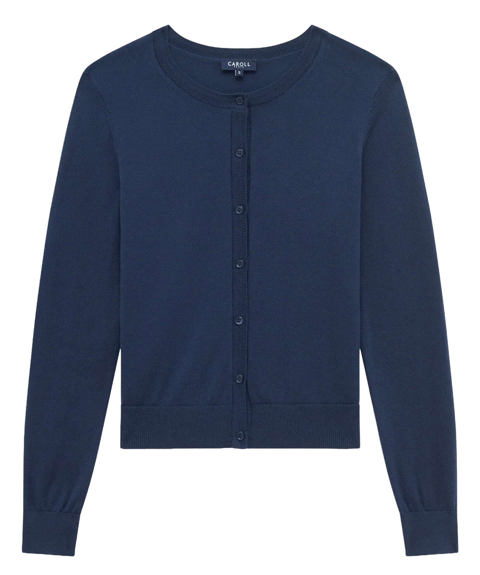 Baumwoll-Strickweste mit Rundhalsausschnitt CAROLL Blau