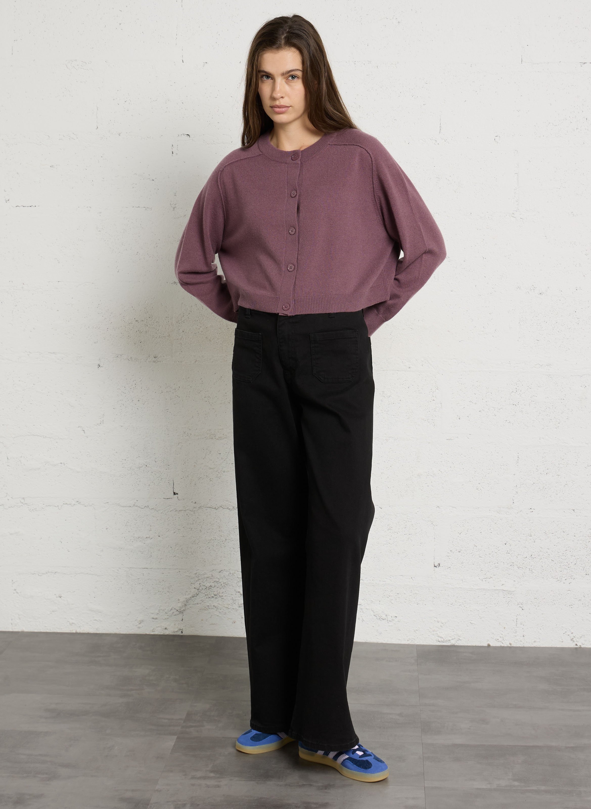 Long-sleeve cashmere cardigan MAJESTIC FILATURES Plums