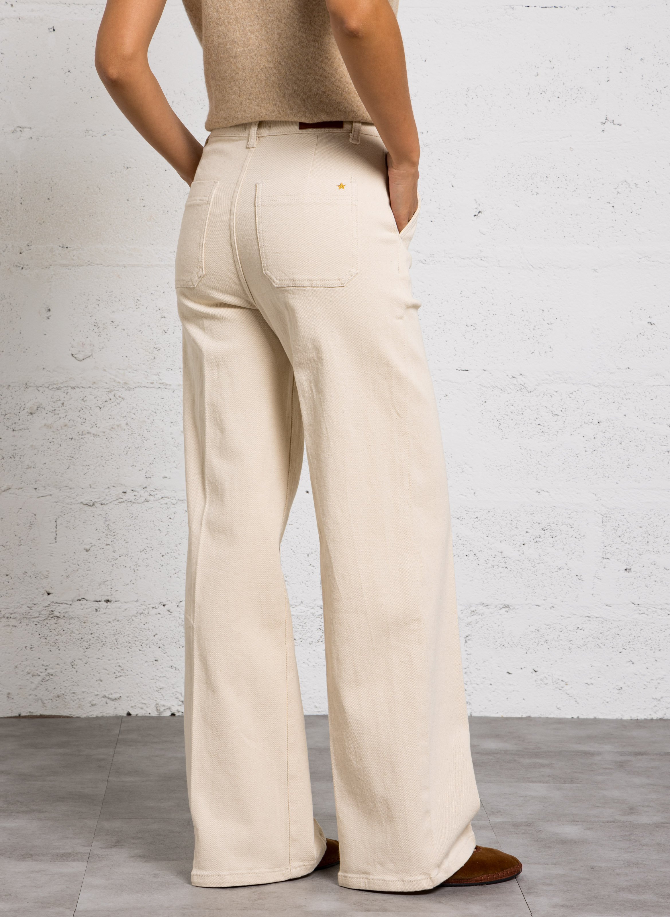 Pantalon à jambes larges en coton mélangé LA PETITE ETOILE Blanc
