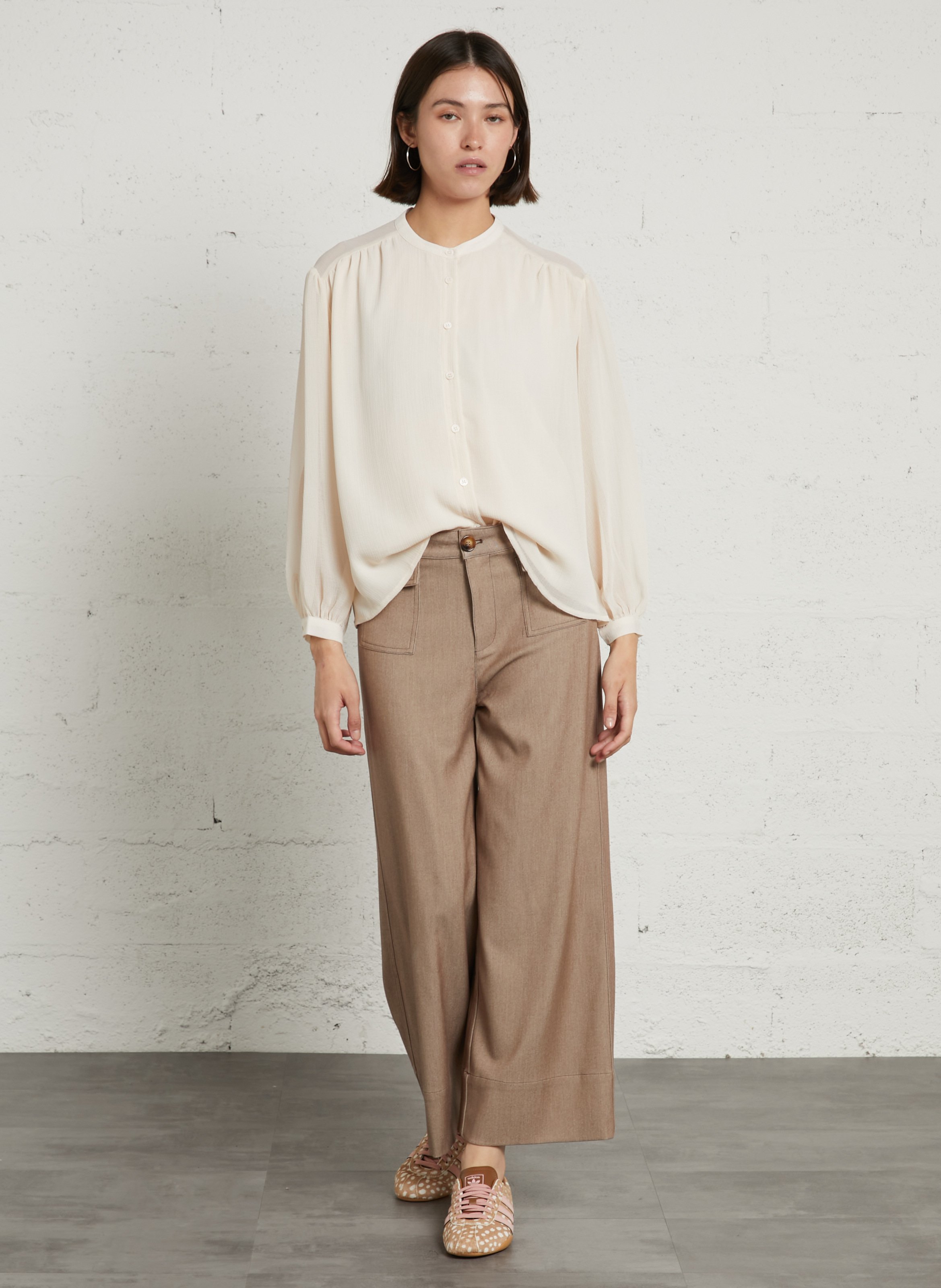 Loose-fit shirt with mandarin collar LA PETITE ETOILE Beige