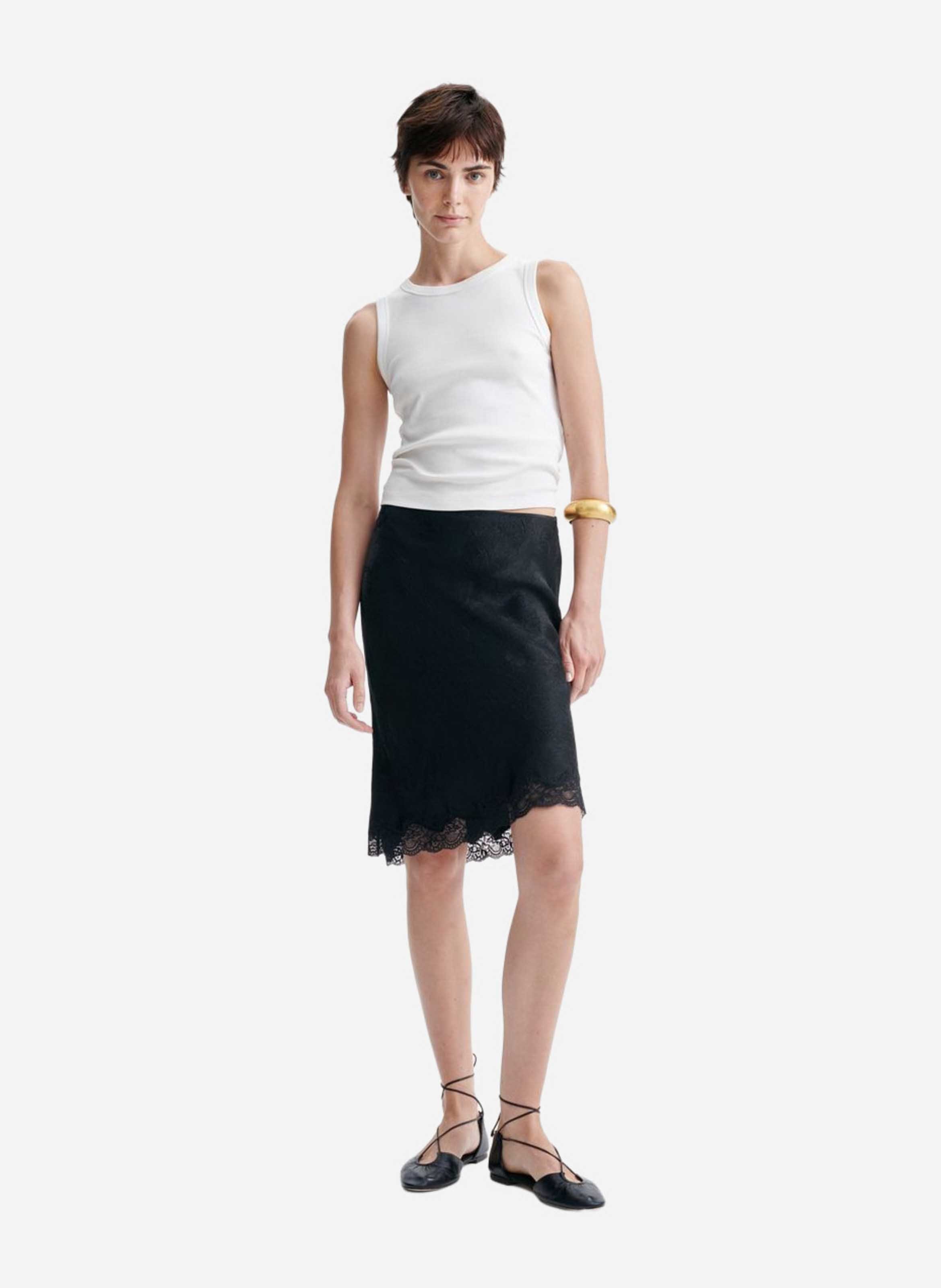 Jupe droite aspect jacquard VANESSA BRUNO Noir