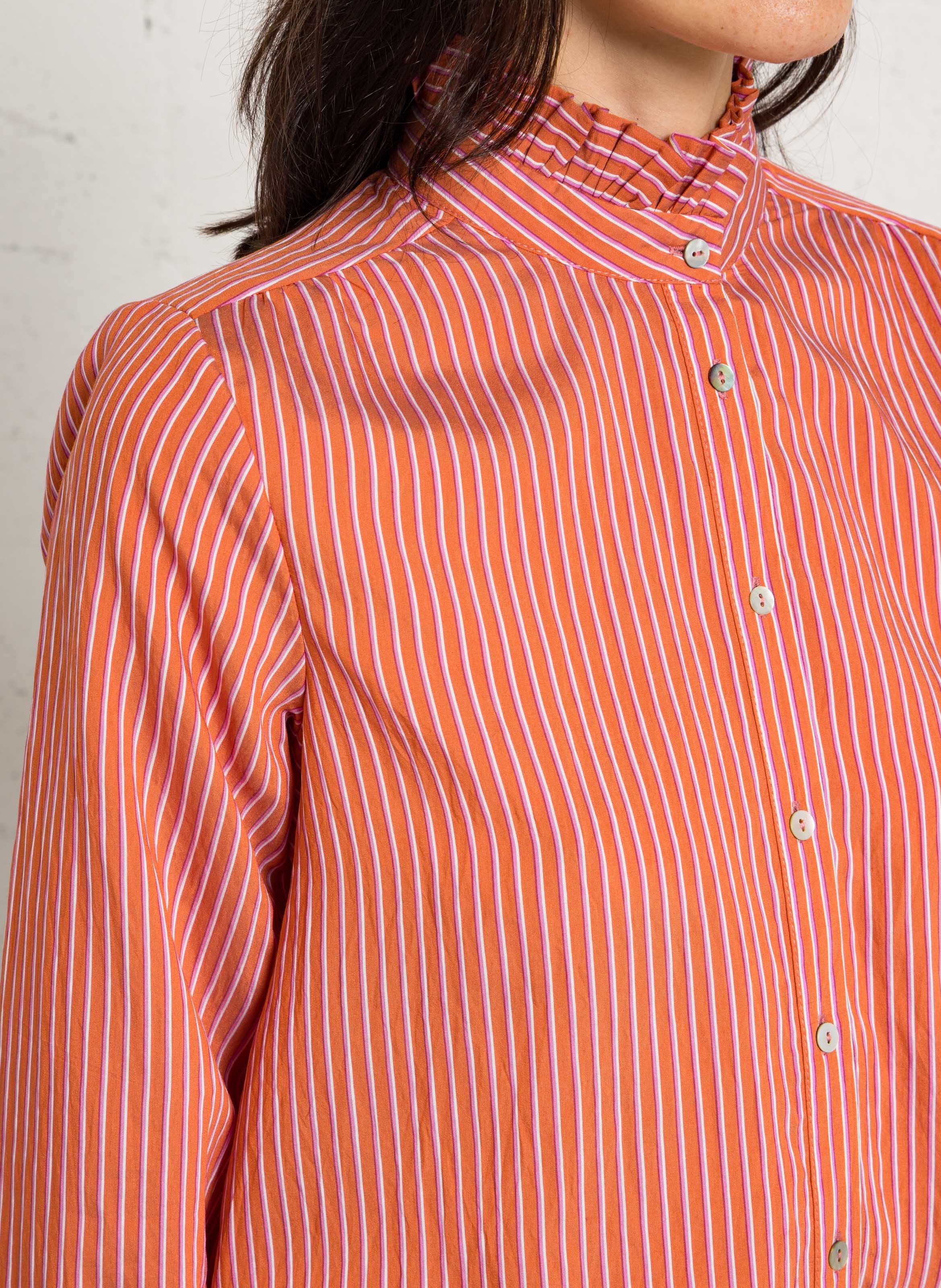 Victorian collar striped blouse MAISON 123 Red