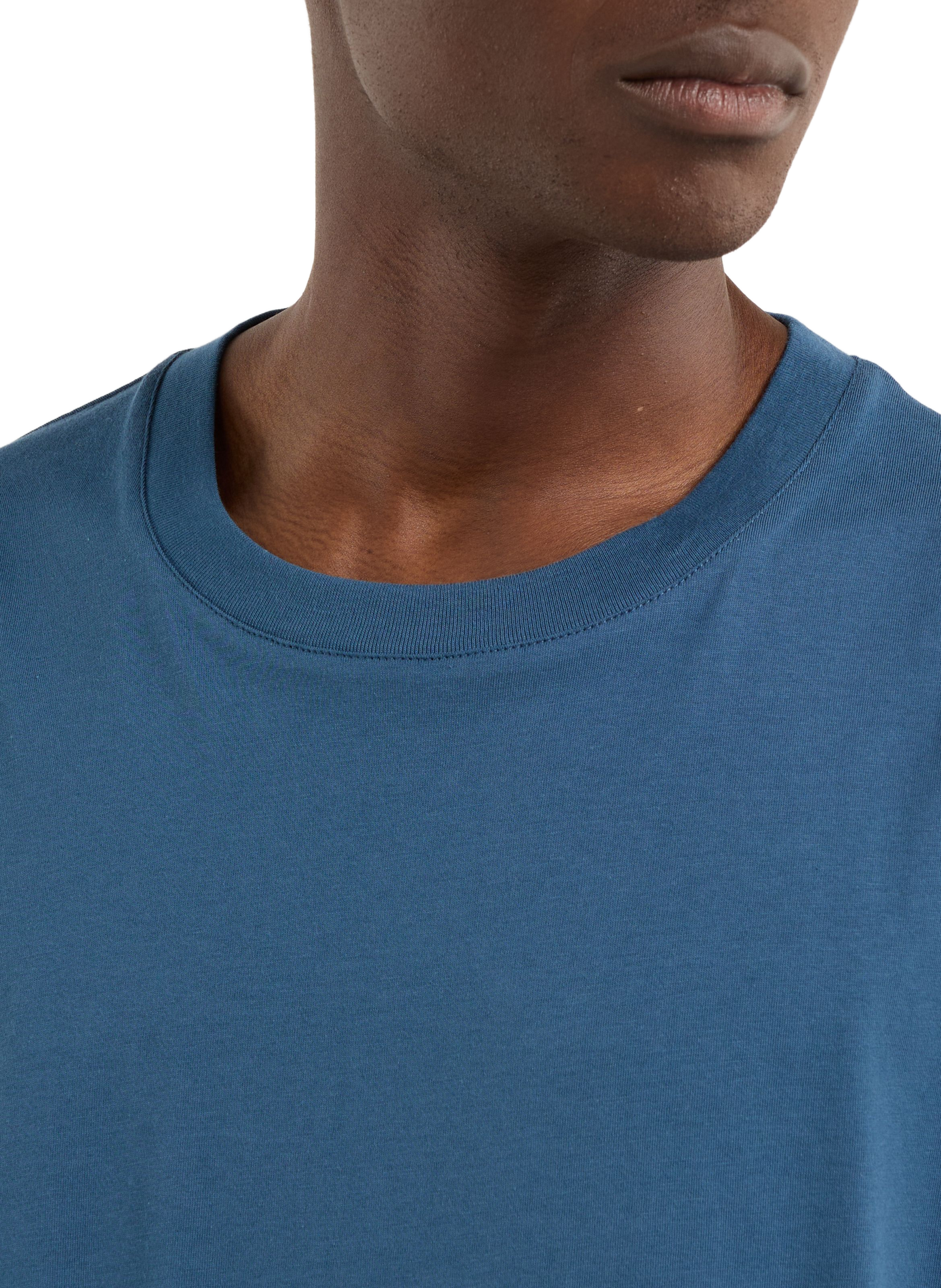 Round neck cotton baff-o T-shirt SAISON 1865 Blue