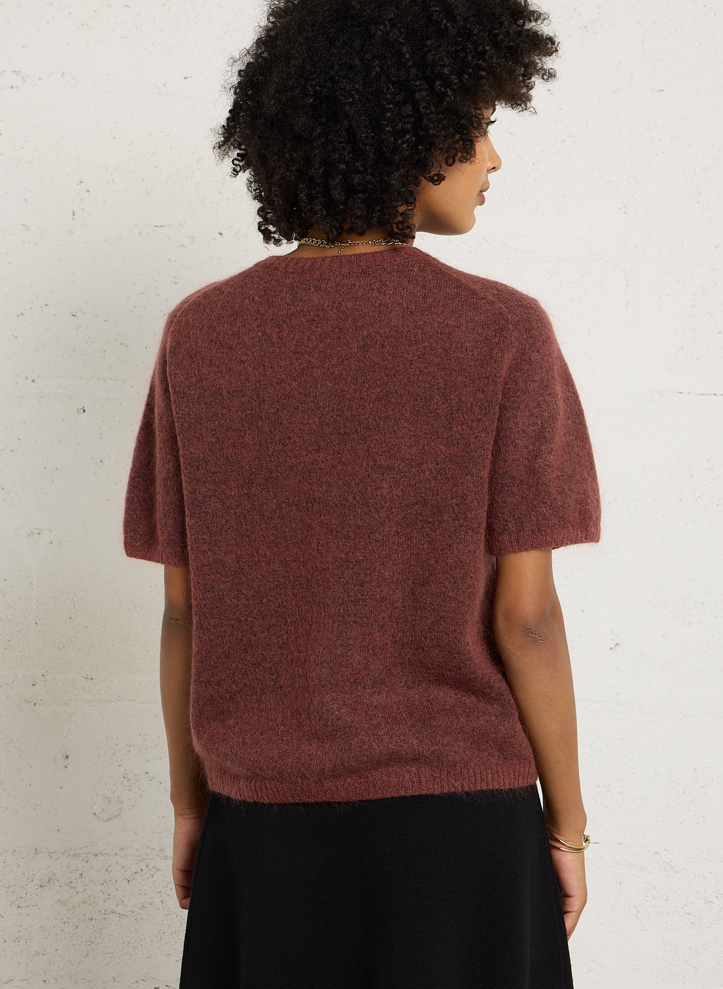 Cardigan droite en laine mélangée JC SOPHIE Marron