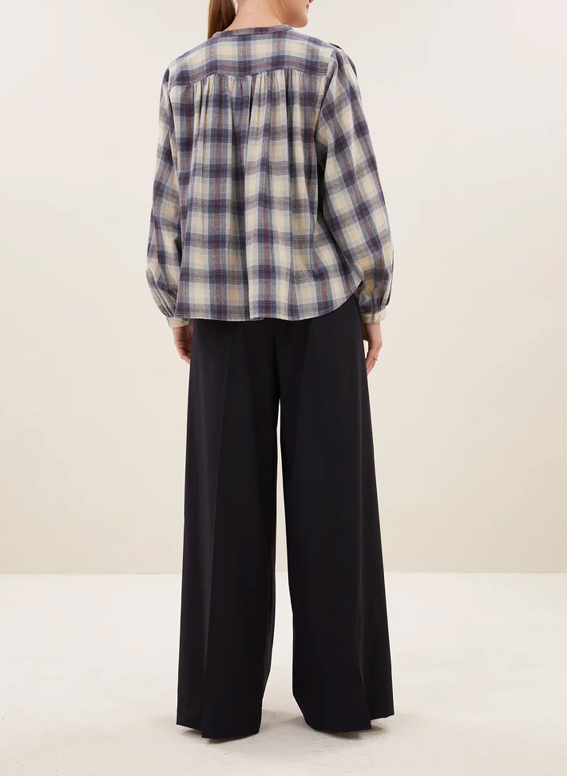Wijd uitlopende geruite katoenen blouse BY BAR Veelkleurig